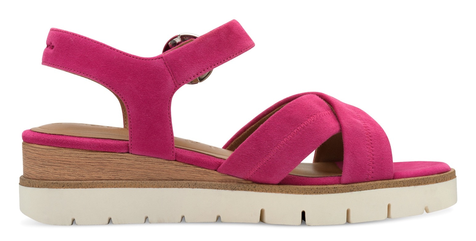 Tamaris Keilsandalette, Riemchensandale, Sommerschuh mit dezenten Ziernähten