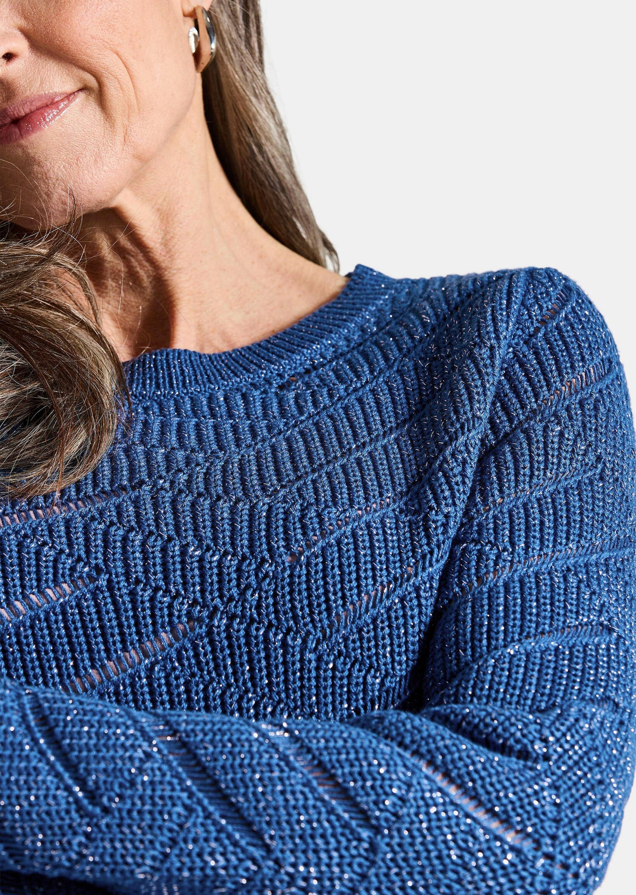 GOLDNER Rundhalspullover »Kurzgröße Eleganter Langarm-Strick mit Glanz«