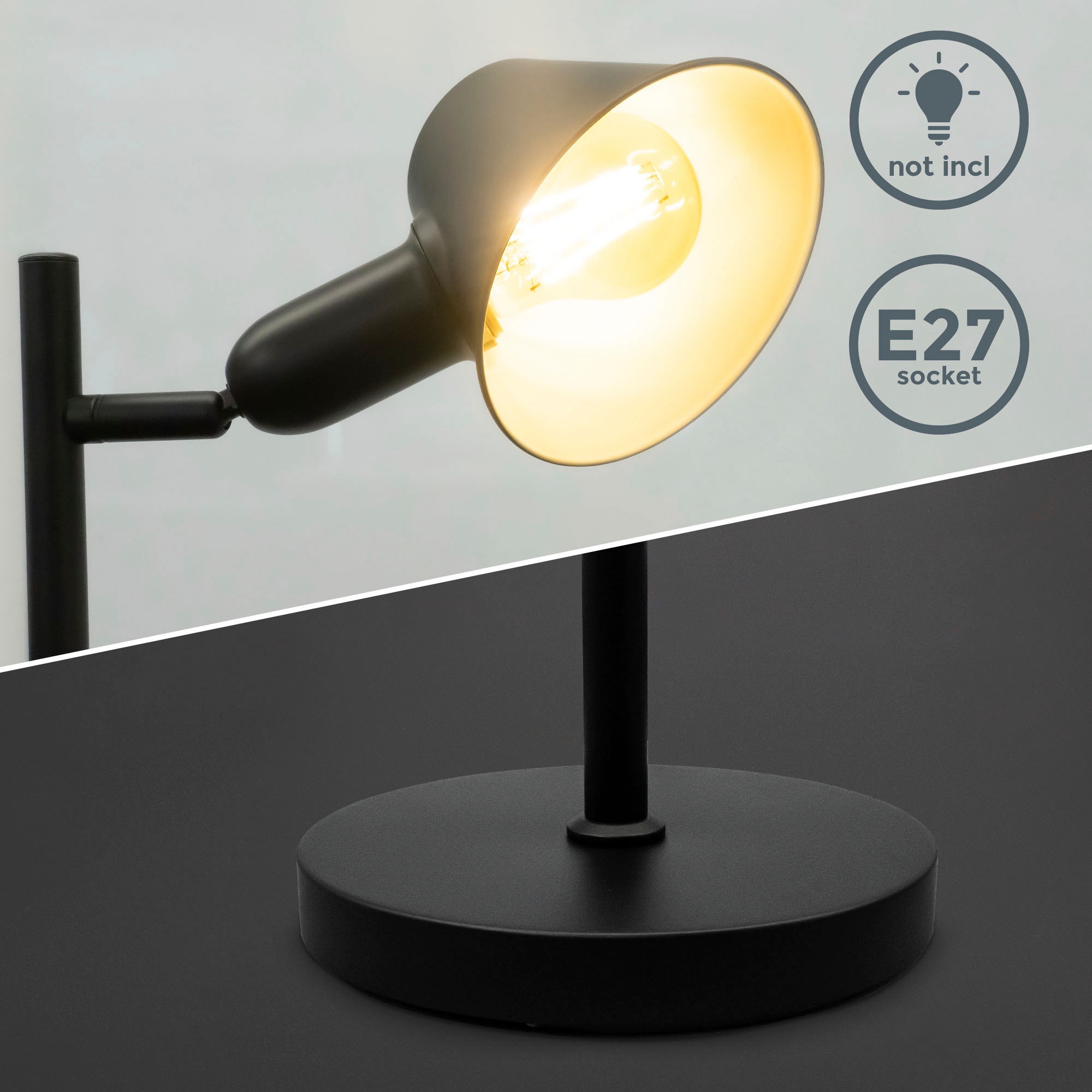 2 2x Design-Stehlampe, Shop Online inkl. H: E27-Fassung, B.K.Licht flammig-flammig, Metall, Doppel-Kippschalter«, im »BK_ST1556 142,5cm Stehlampe Schwarz, OTTO