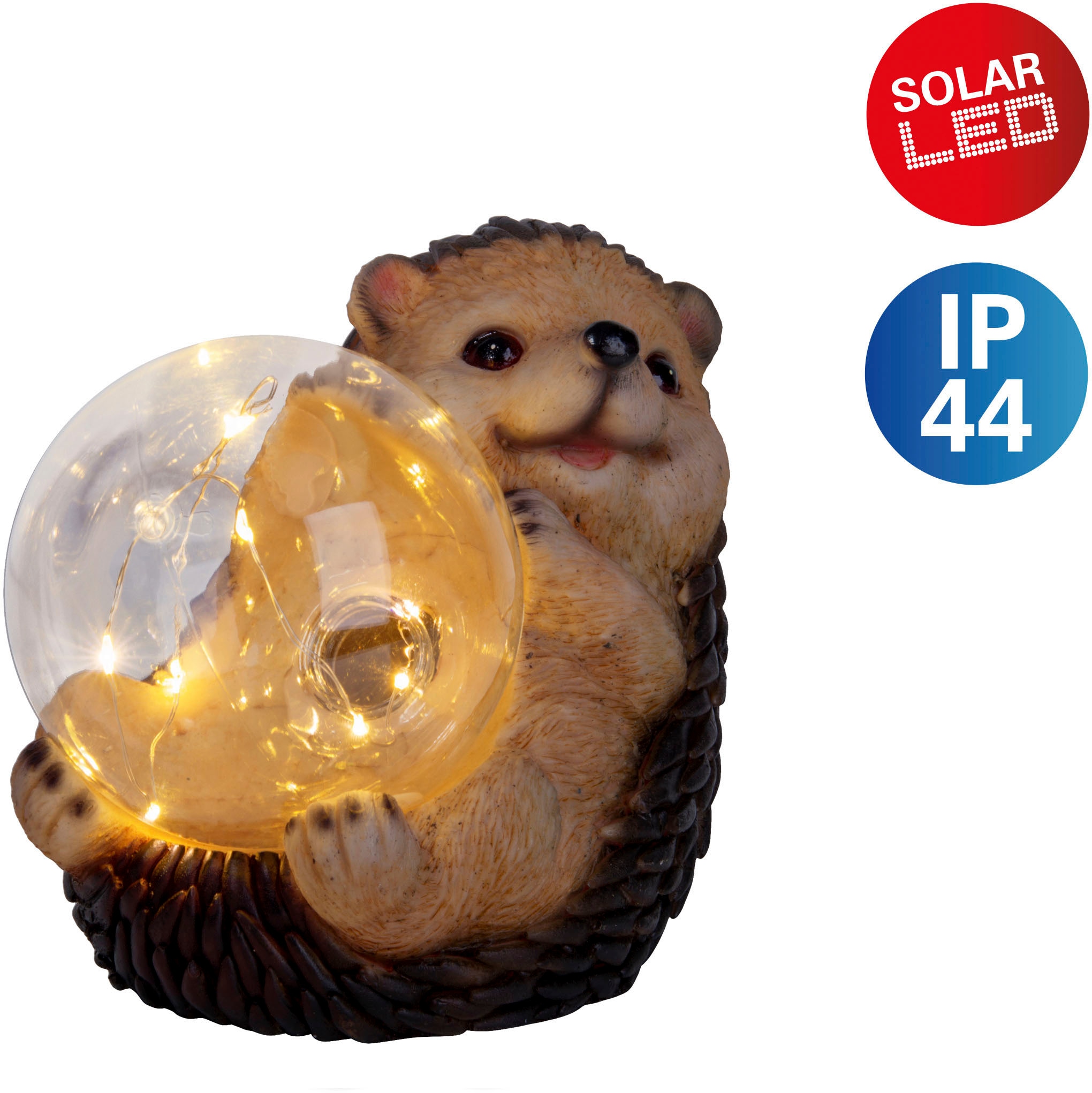 beleuchteter Igel warmweißes flammig-flammig, Solarleuchte LED näve braun/beige, Kugel mit süßer Licht bei 1 »Igel«, in OTTO
