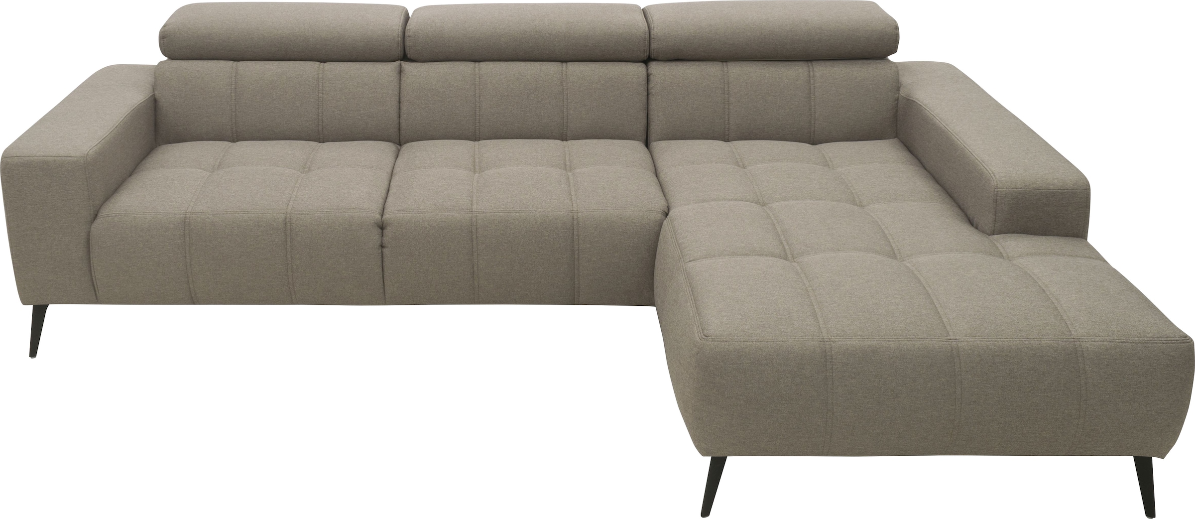 DOMO collection Ecksofa »Trento L-Form, mit Kufenfuß oder Einzelfuß«, wahlweise mit Kopfteilverstellung, Recamiere links/rechts bestellbar