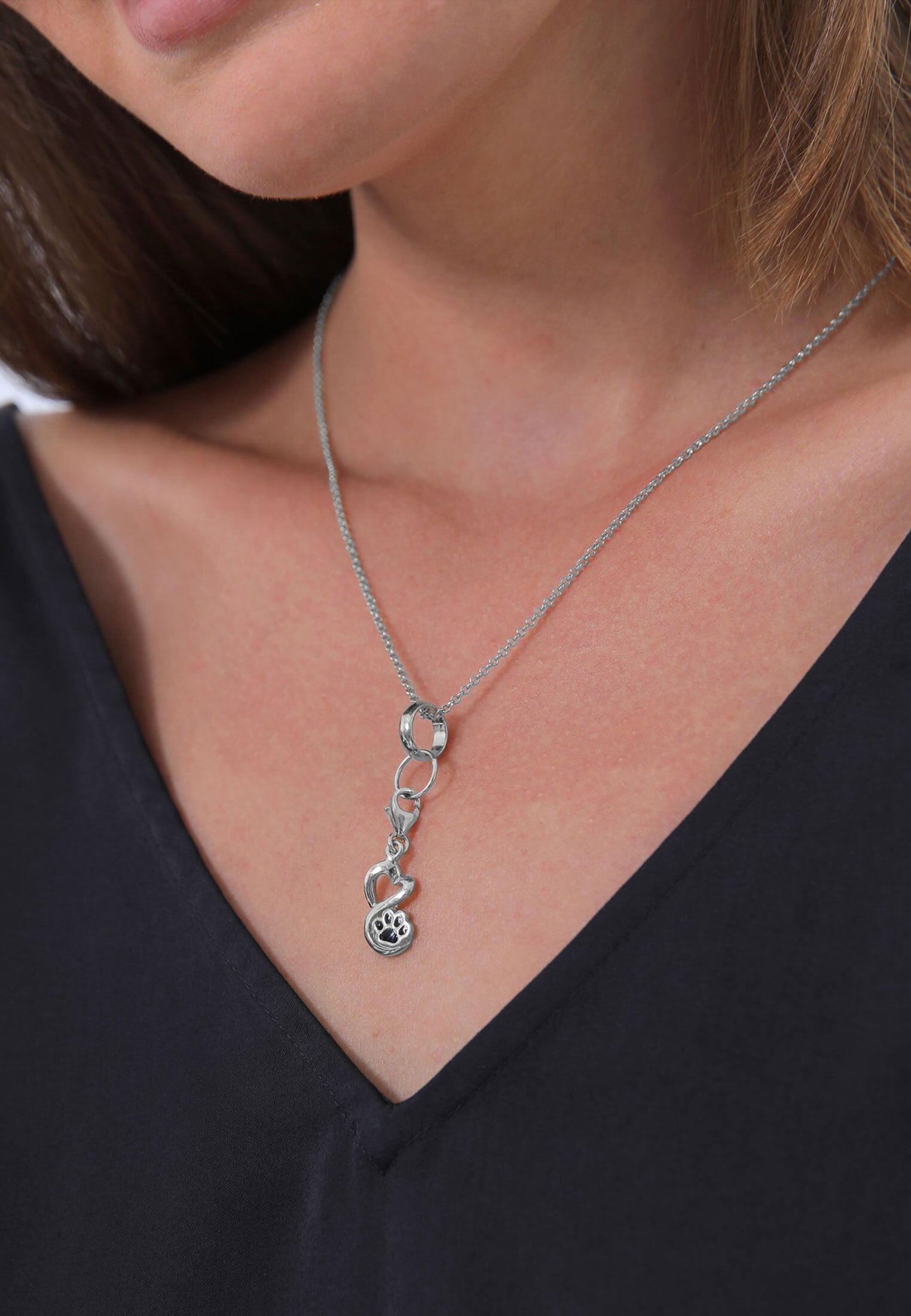 Nenalina Charm-Einhänger »Charm Anhänger Herz Pfote Tierliebe Emaille 925 Silber«