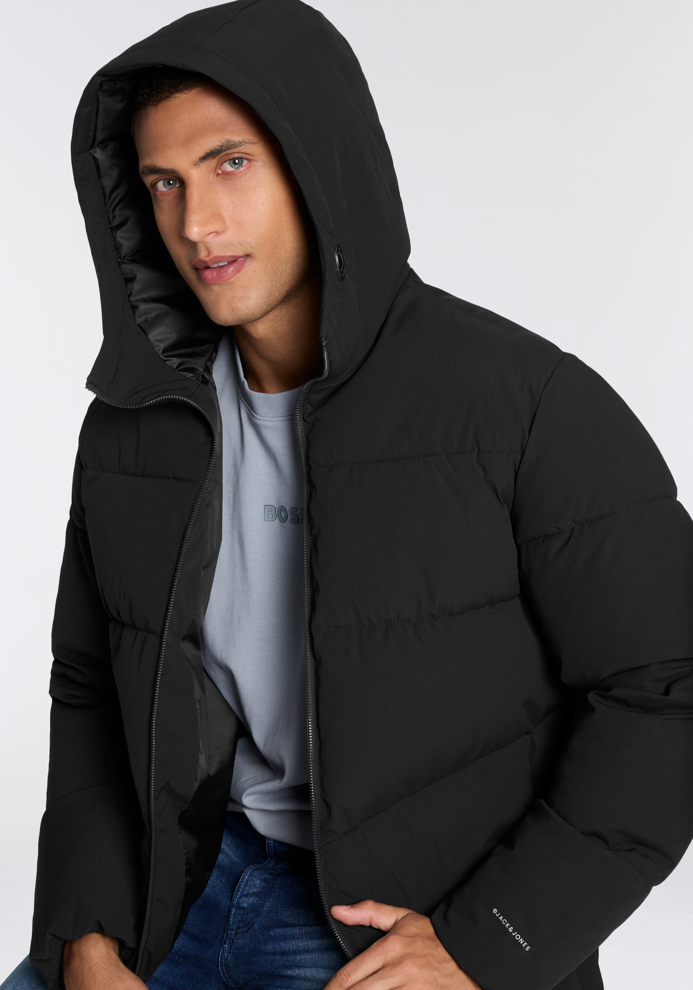 Jack & Jones Steppjacke »JJGUARD – Steppjacke mit Wattierung und Reißverschluss«, mit Kapuze, modisch, regular fit, Web