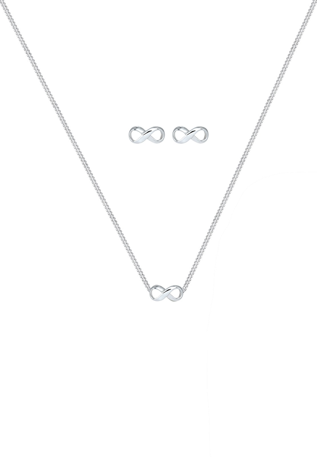 Elli Ohrring und Ketten Set »Schmuckset Infinity Symbol Unendlichkeit 925 Silber, mit Kristallen von Swarovski®« ()