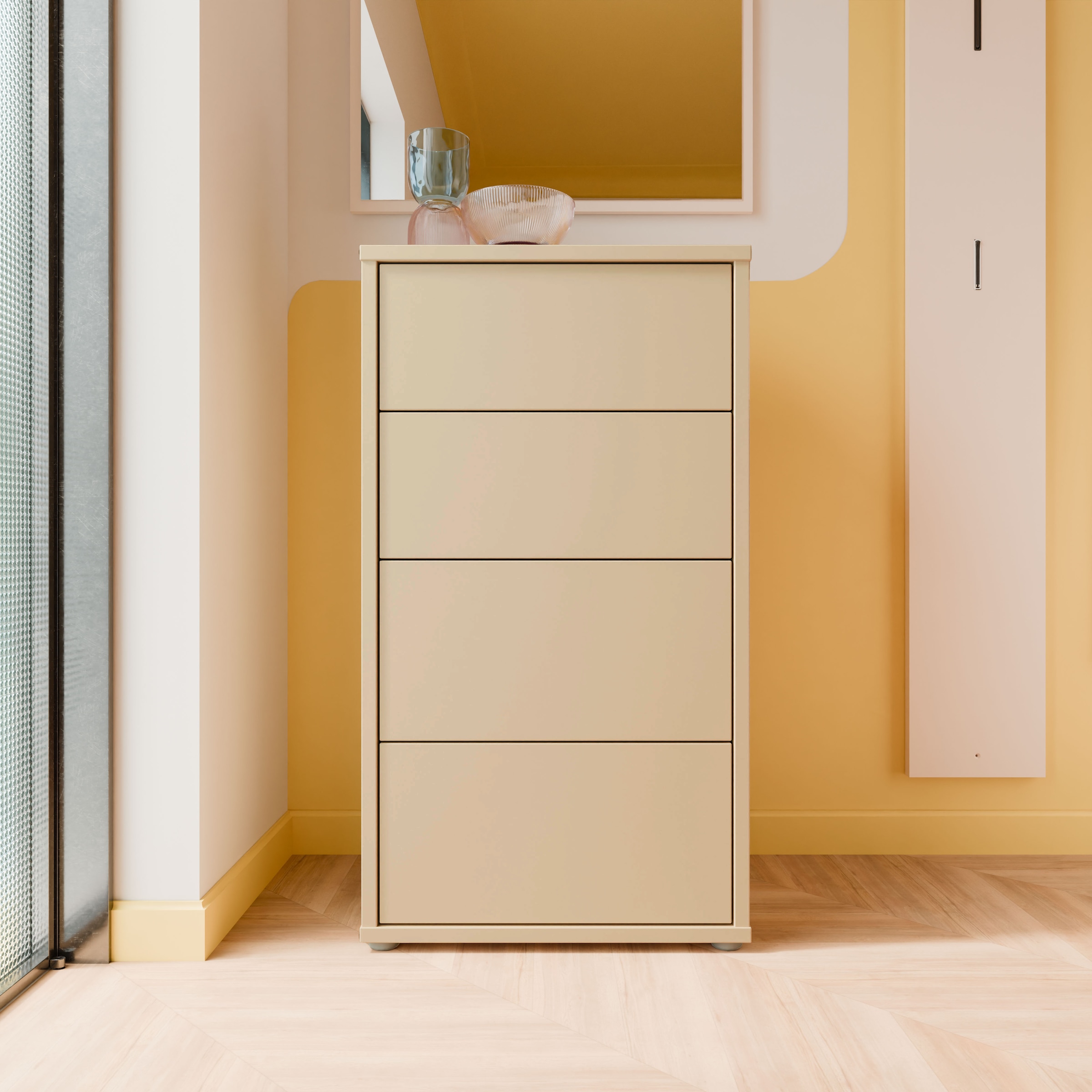 FORTE Kommode »Alice Springs, Kommode Höhe 99,1 cm, 4 Schubkästen« Schubkästen mit Vollauszug, Grifflos, Push to open