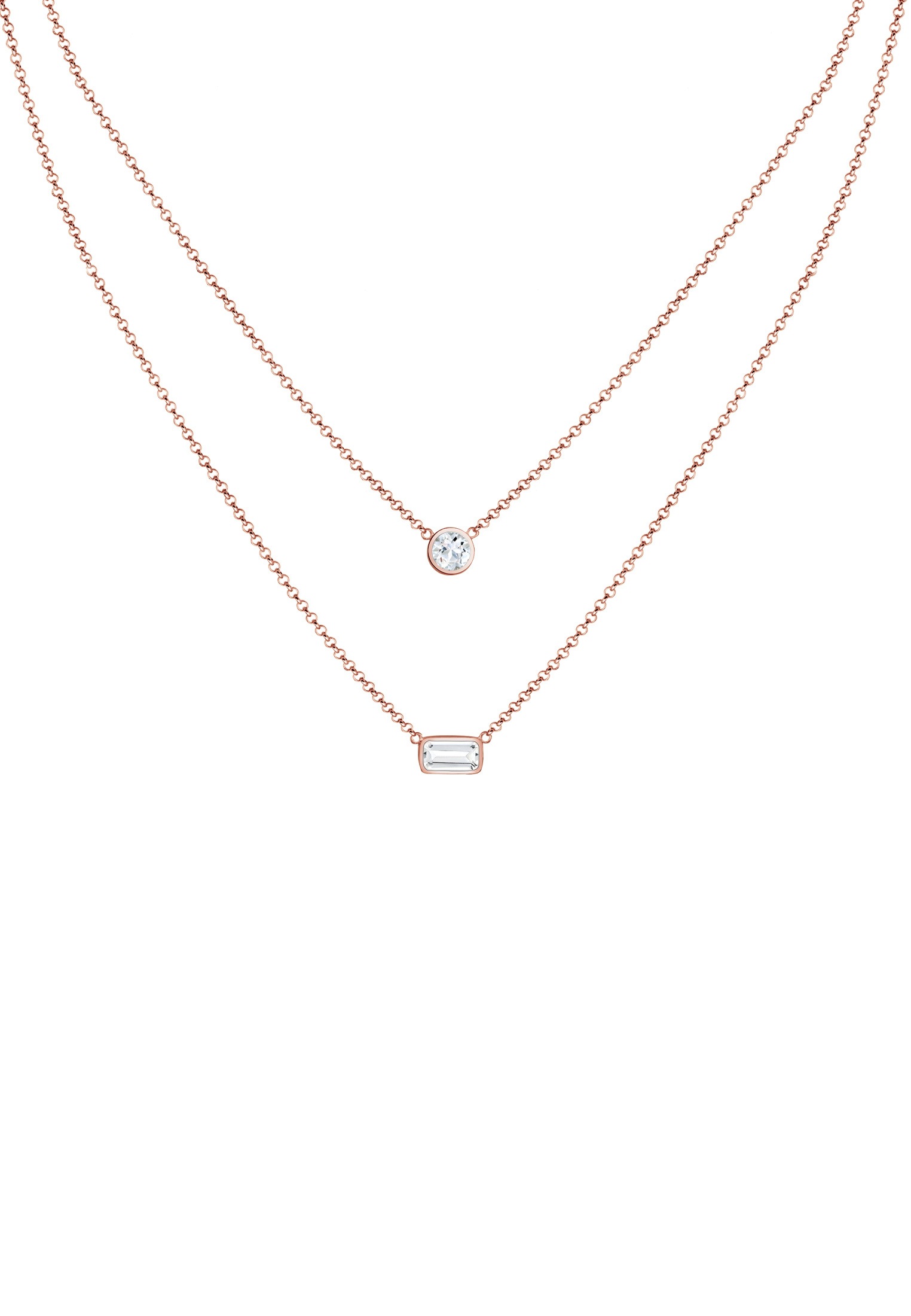 Elli Premium Silberkette »Halskette Layer mit Topas Edelstein 925 Sterling Silber«