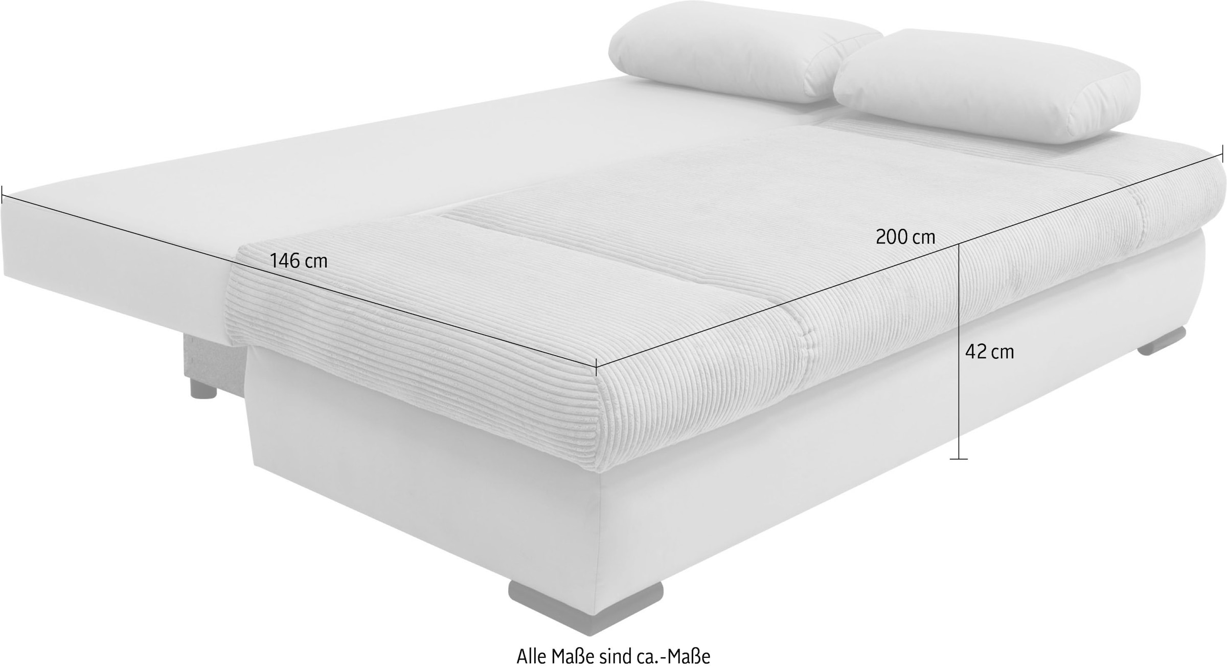 COLLECTION AB Schlafsofa »Chicago mit Bettfunktion, Schlafcouch«, inklusive Bettkasten, Cord-Samt Bezug, anthrazit