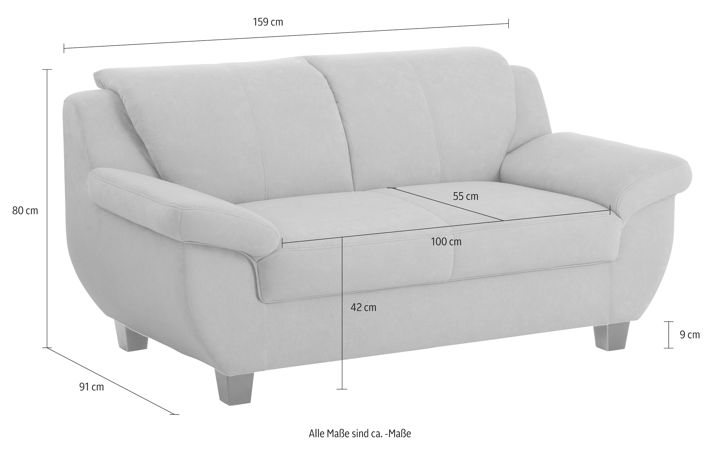 Home affaire 2-Sitzer »Yesterday Couch, B/T: 159/91 cm, belastbar bis 140kg/ Sitz«, Microfaser, natur