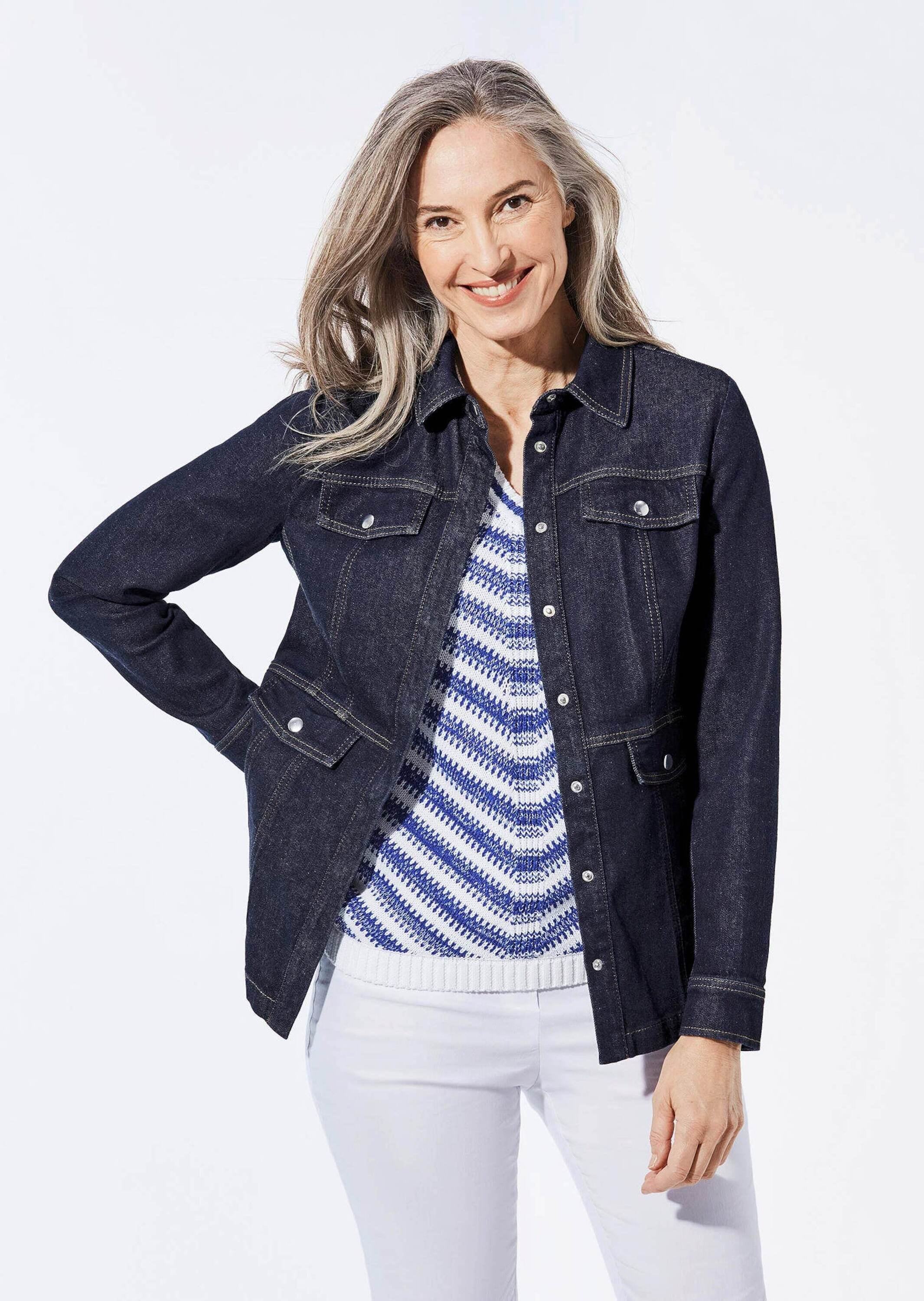 GOLDNER Kurzjacke »Kurzgröße Jeansjacke mit sportlichen Details«
