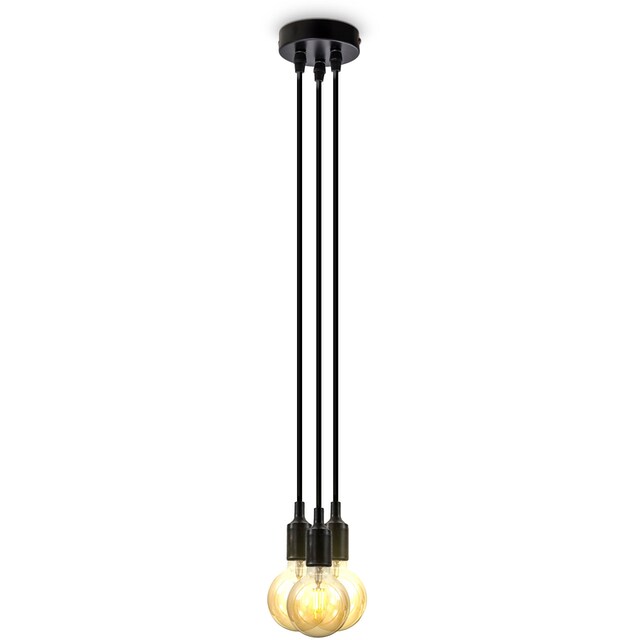 B.K.Licht Pendelleuchte »BK_PL1294 Pendellampe, Schwarz, mit Stoffkabel,  Retro«, 3 flammig-flammig, 3-flammige Hängeleuchte, E27, Ohne Leuchtmittel,  Länge: 2,04 Meter kaufen im OTTO Online Shop