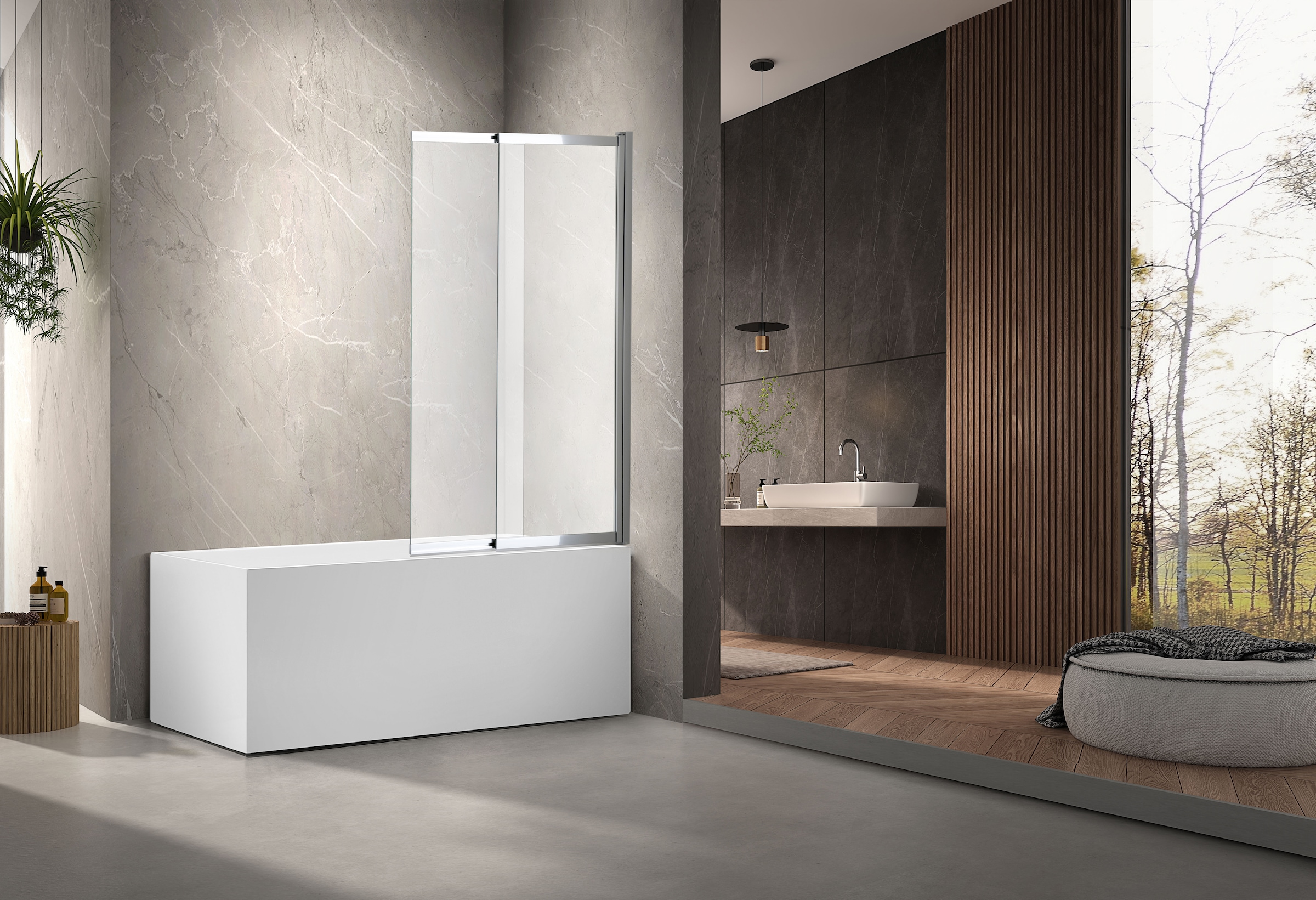 welltime Badewannenaufsatz »Slider«, Badewannenaufsatz mit Schiebetür