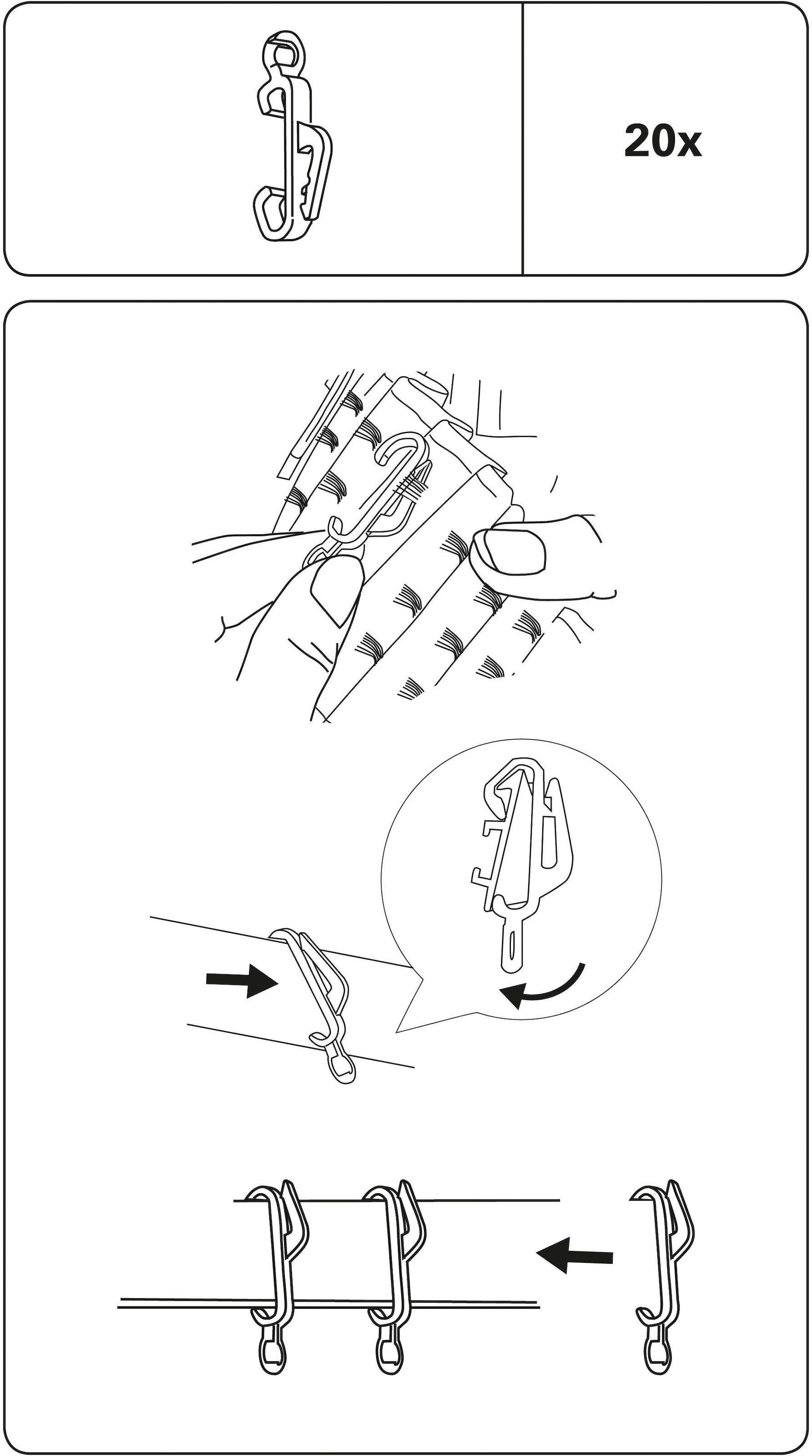 GARDINIA Gardinengleiter »Gardinen-Clip-Gleiter«, (20 St.), an jeder Position verwendbar