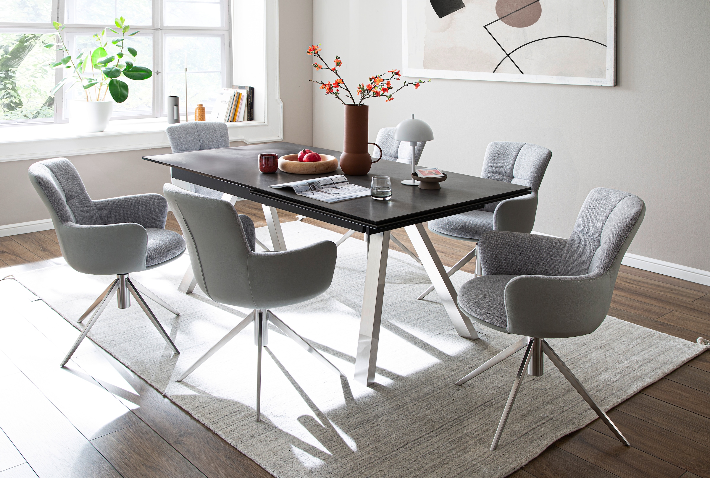 MCA furniture Esszimmerstuhl »Mecana«, (Set), 2 St., 2er Set Materialmix,  Stuhl 360° drehbar mit Nivellierung, bis 120 kg kaufen bei OTTO