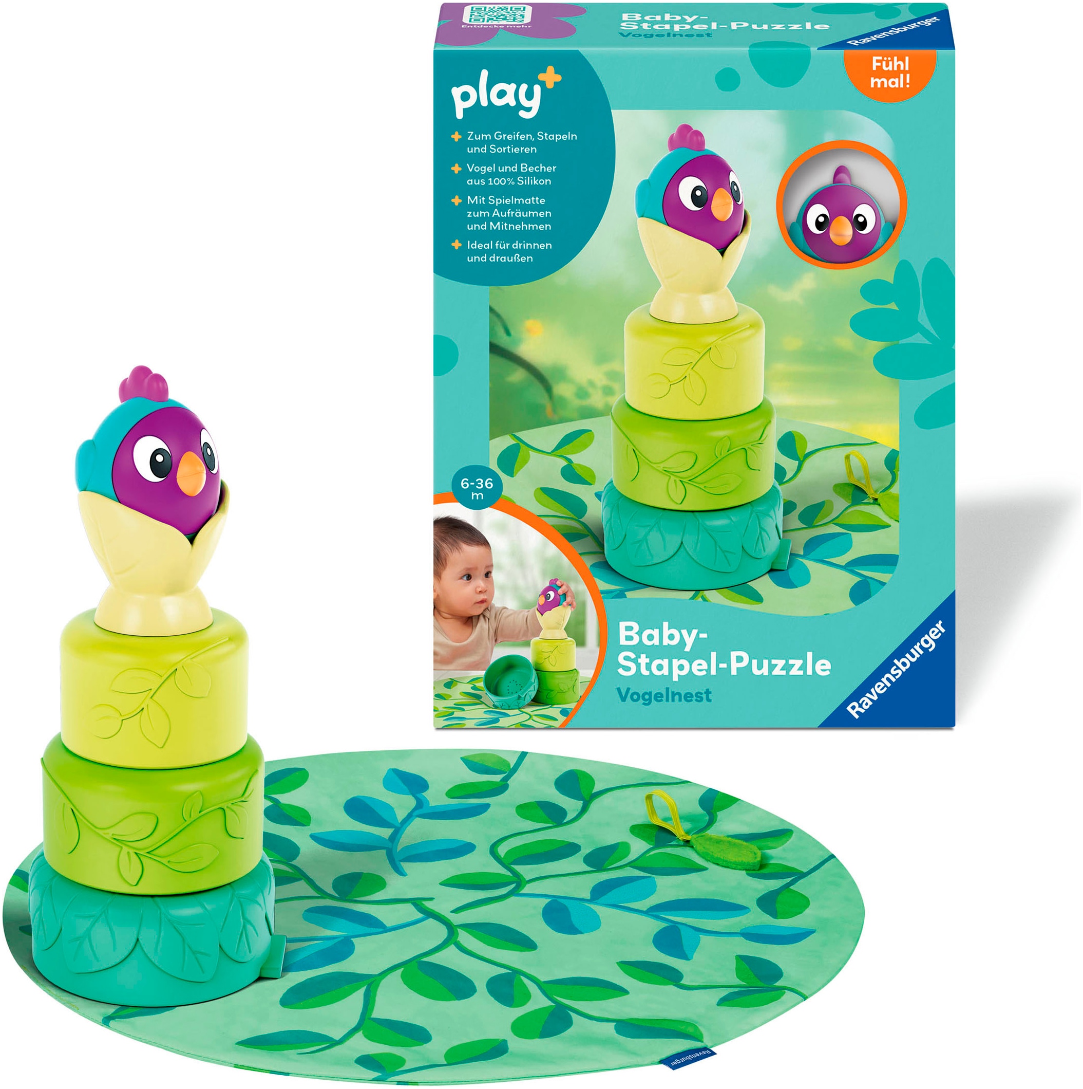 Ravensburger Stapelspielzeug »Play+ Baby-Stapel-Puzzle: Vogelnest«, Made in Europe