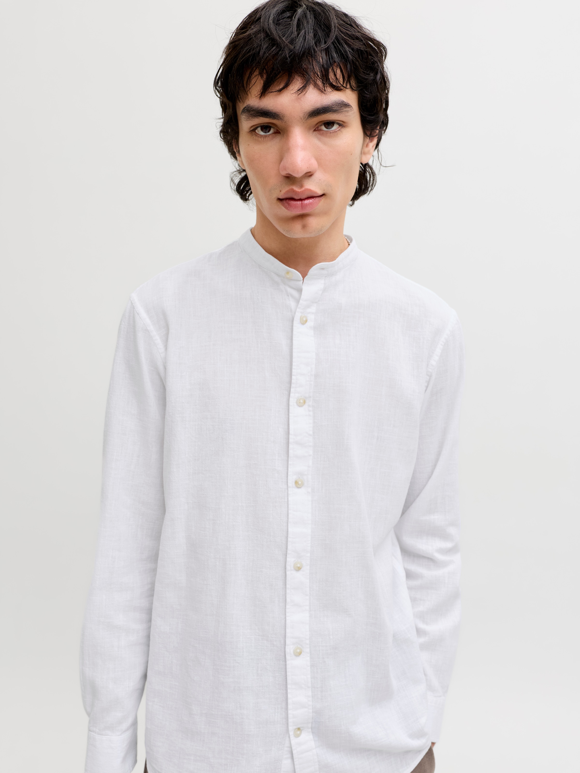 Jack & Jones Langarmhemd »JJESUMMER LINEN BLEND BAND SHIRT L/S SN« Baumwollmischung, regular fit