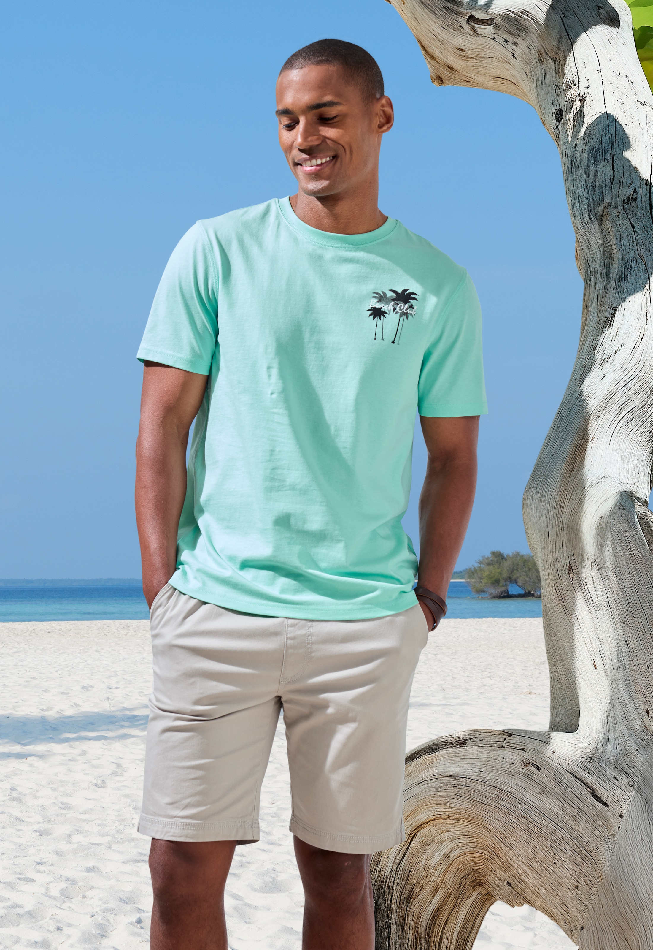 Beachtime T-Shirt »mit großem Rückenprint«, Regular-Fit, mit Print vorn und hinten