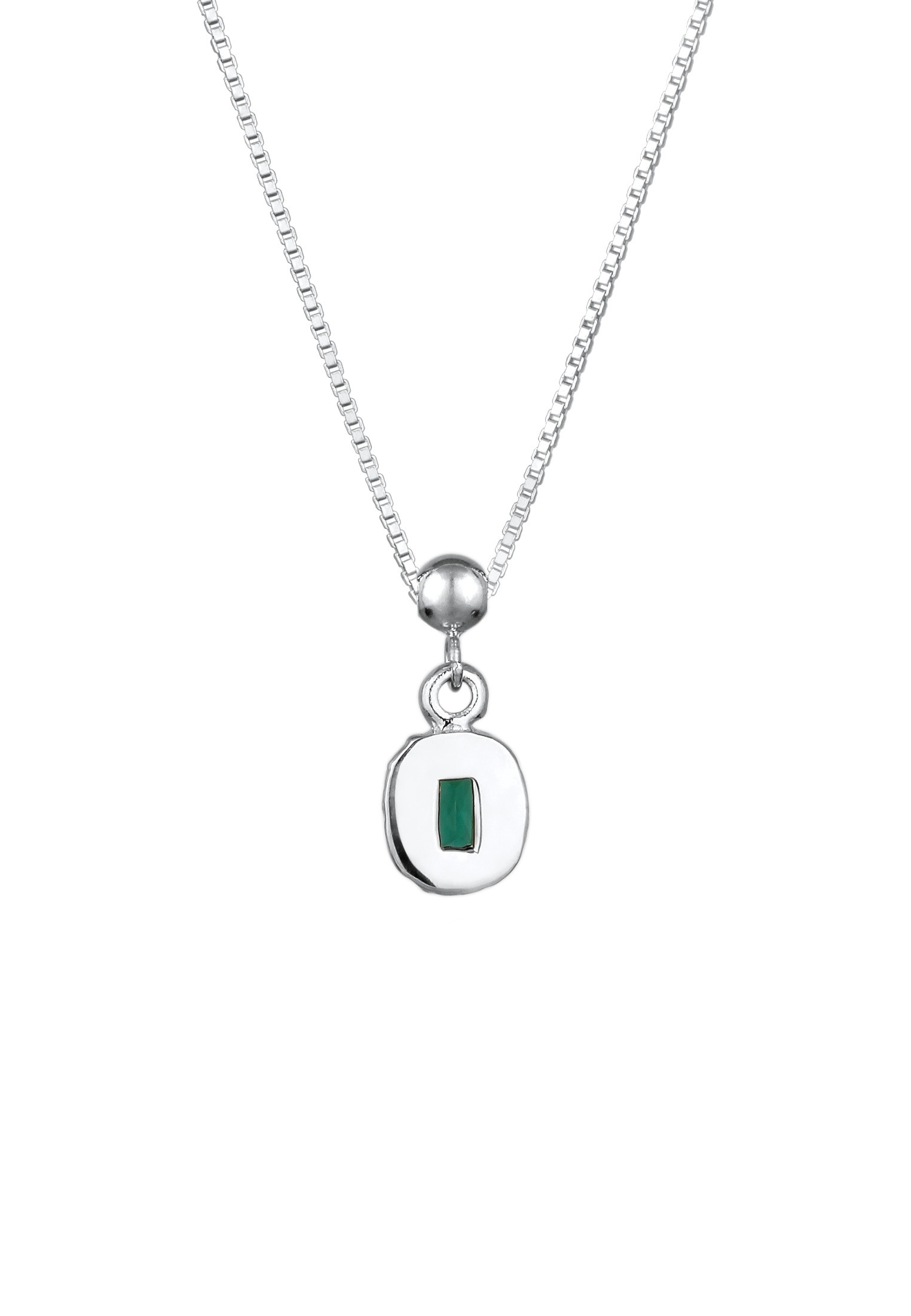 Elli Premium Kette mit Anhänger »Halskette Rechteck Synthetischer Smaragd Grün 925 Sterling Silber«