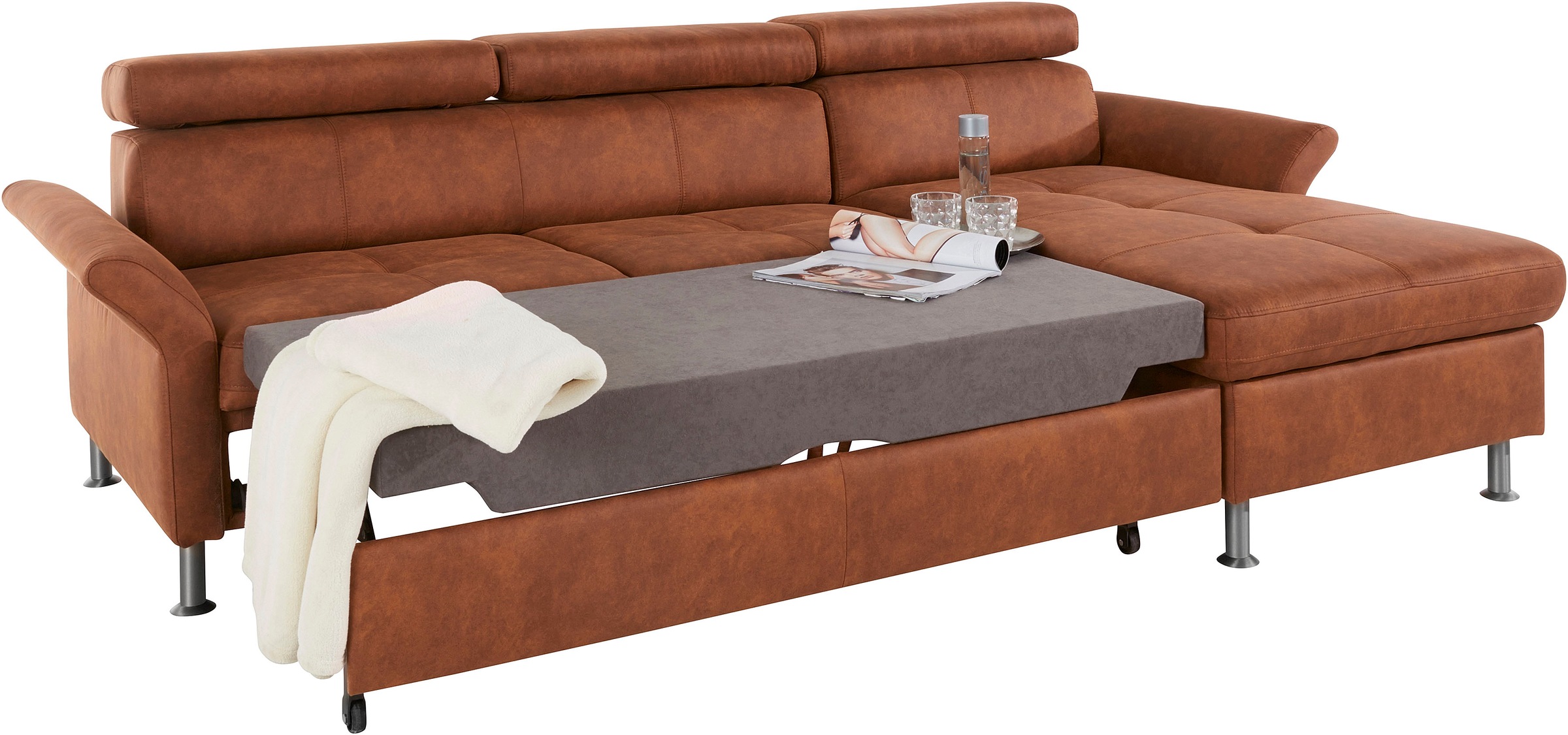 exxpo - sofa fashion Ecksofa »Maretto, bequem und komfortabel, L-Form«, inkl. Kopf- bzw. Rückenverstellung, wahlweise mit Bettfunktion