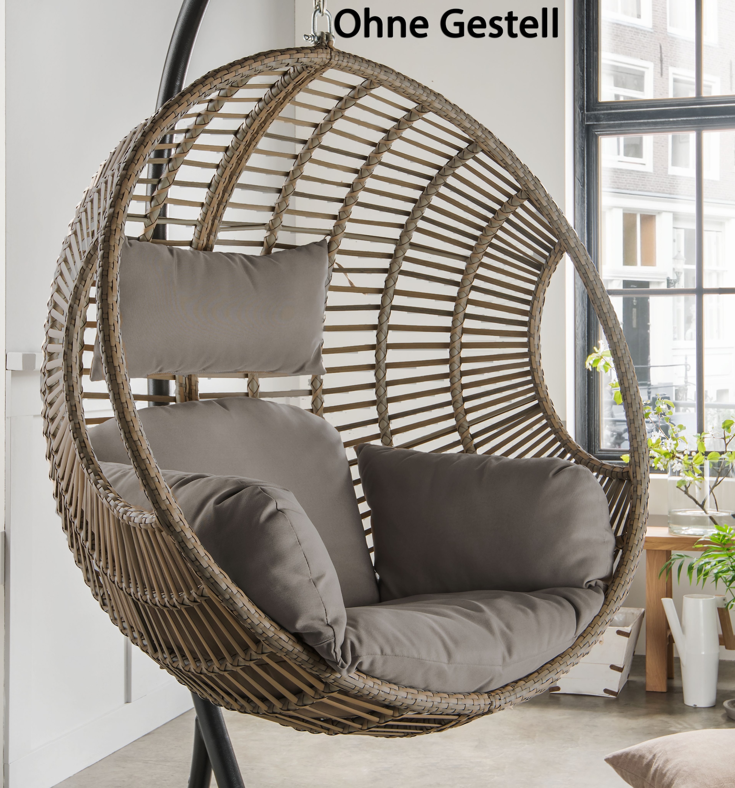 Destiny Hängestuhl »COCO DE LUXE II«, Stahl, Aluminium, Polyrattan, mit Gestell, inkl. Auflagen