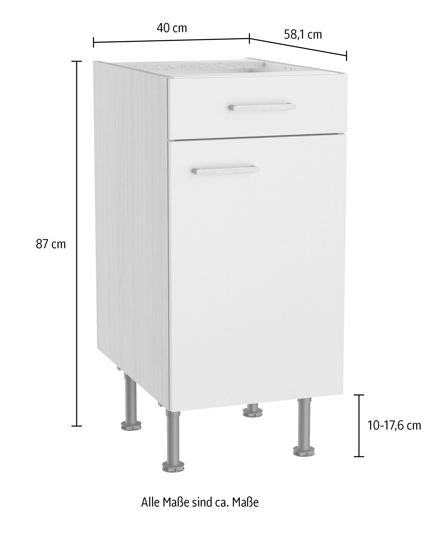 KOCHSTATION Unterschrank »KS-Lucy« Breite 40 cm, höhenverstellbare Füße, Soft-Close