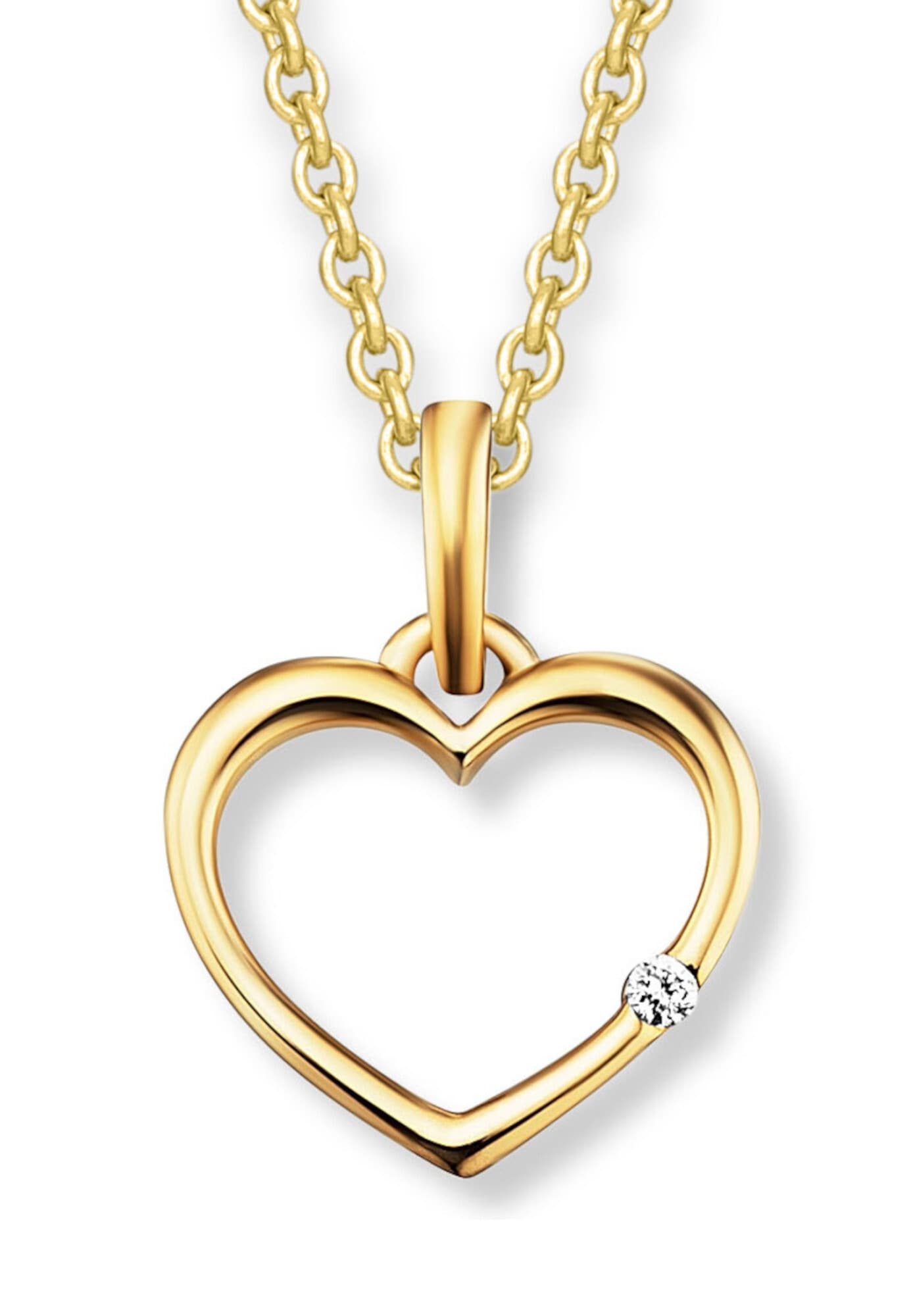 ONE ELEMENT Kettenanhänger »0.01 ct Diamant Brillant Herz Anhänger aus 585 Gelbgold«