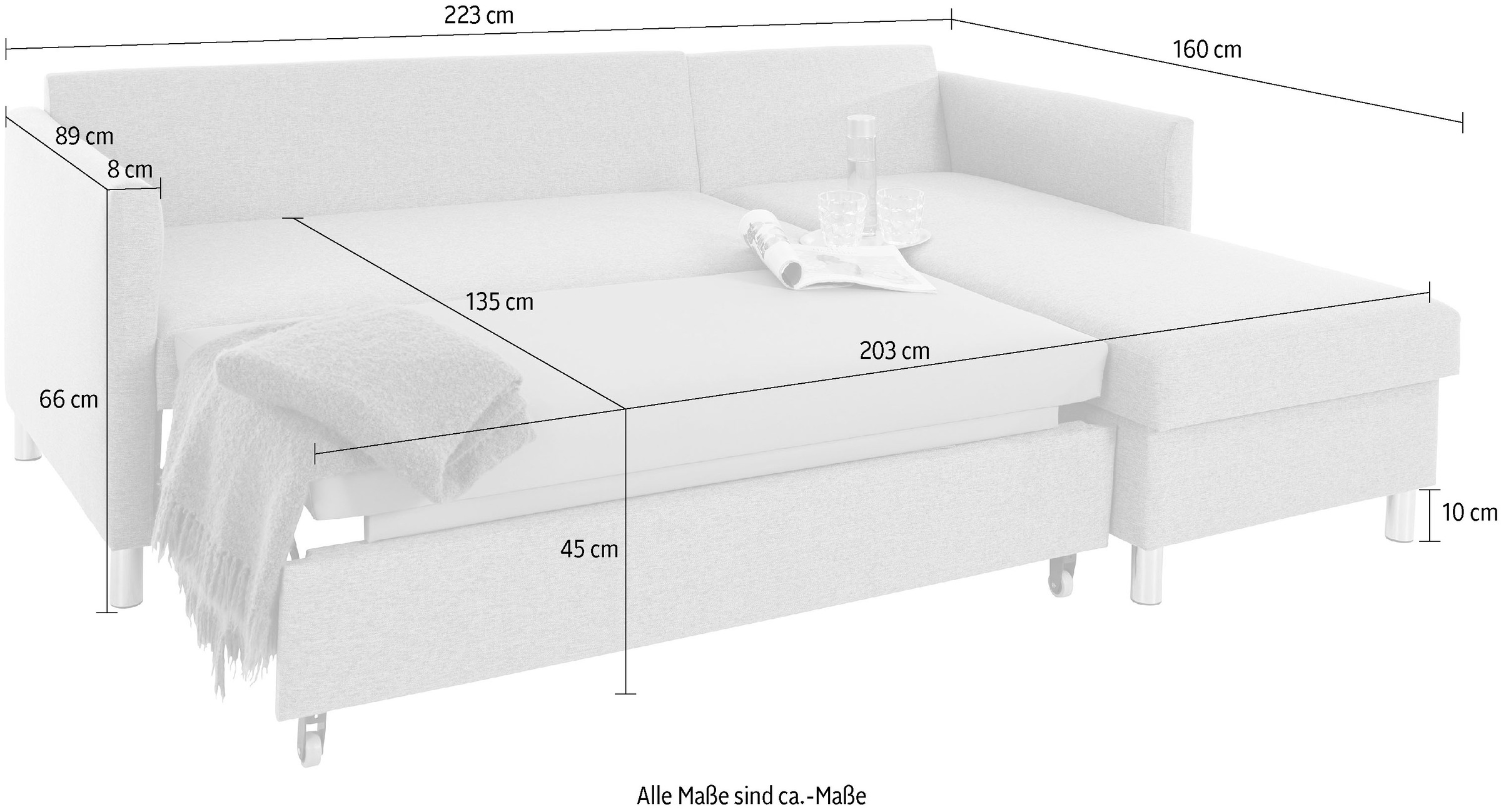 INOSIGN Ecksofa »Manlius«, mit Schlaffunktion, in verschiedenen Bezügen und Farben