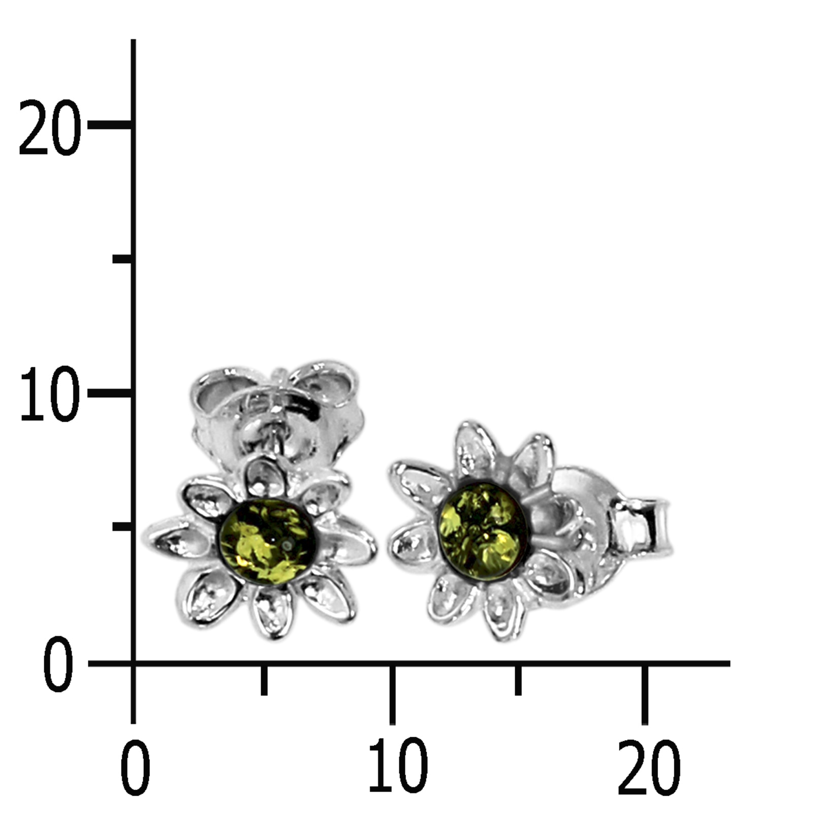 OSTSEE-SCHMUCK Paar Ohrstecker »- Blüte - Silber 925/000 - Bernstein«
