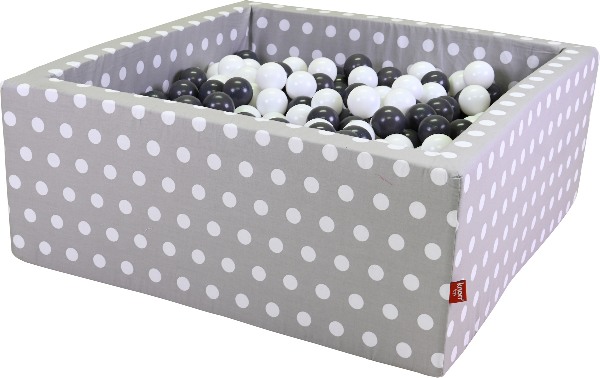 Bällebad »Soft, Grey White Dots«, eckig mit 100 Bällen Grey/creme; Made in Europe