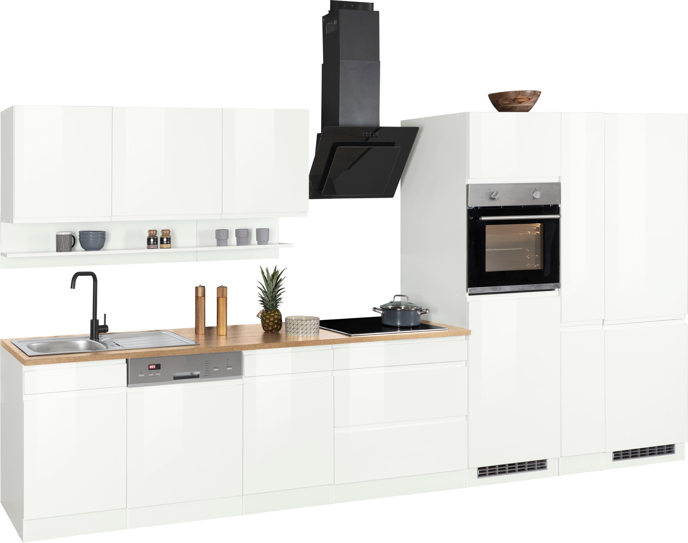 KOCHSTATION Küchenzeile »KS-Virginia«, Breite 390 cm, mit Glaskeramik-oder Induktionskochfeld