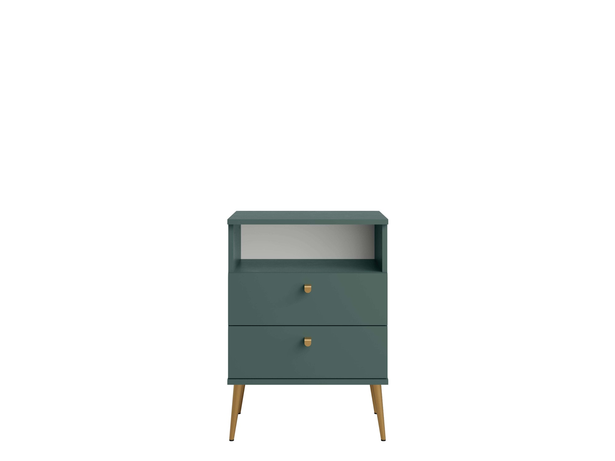 INOSIGN Nachttisch »Elyria, Metallgriffe, FSC-zertifizierter Holzwerkstoff«, (Nachtkommode B/T/H 50/34/69cm), mit 2 Schubladen, 1 offenes Fach, viele Farben mit goldfb. Details