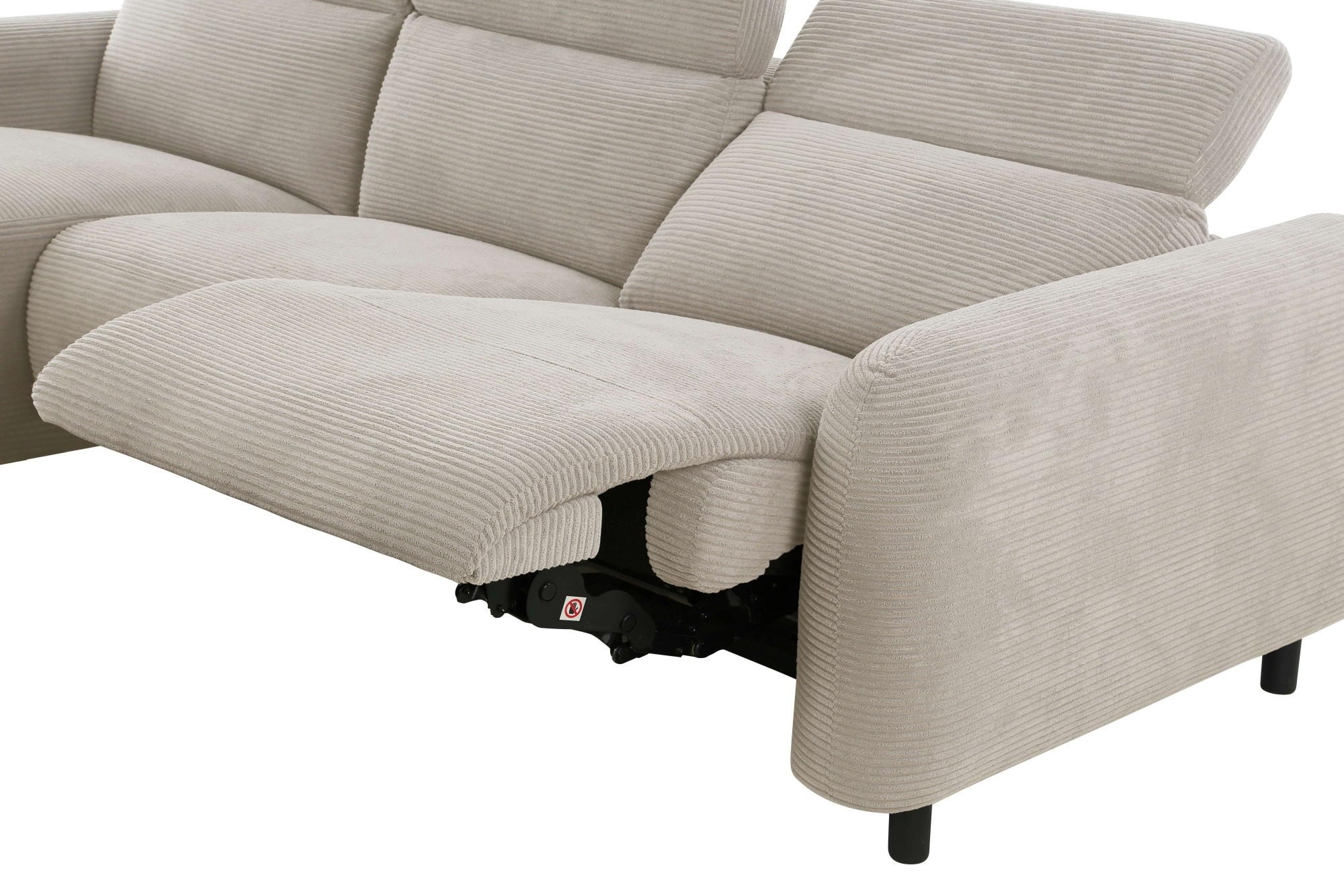 Home affaire Ecksofa »SKAANE in Cord, L-Form, 274 cm, manuelle u. elektrische Relaxfunktion,« rundes Design, Kopfteilverstellung, Federkernpolsterung