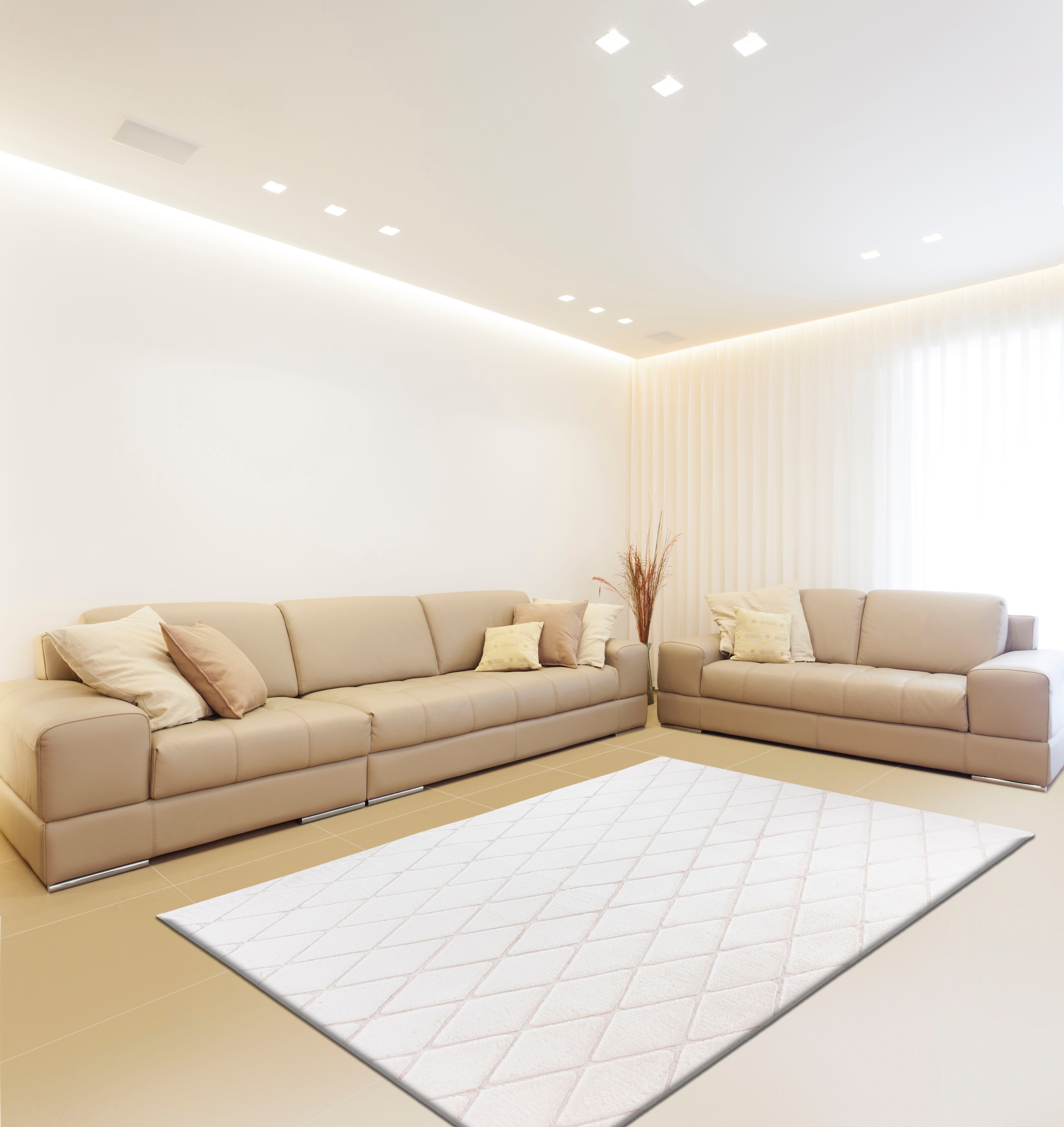 calo-deluxe Teppich »Jardan-2000« rechteckig 20 mm Höhe besonders weich durch Microfaser, Rauten-Design