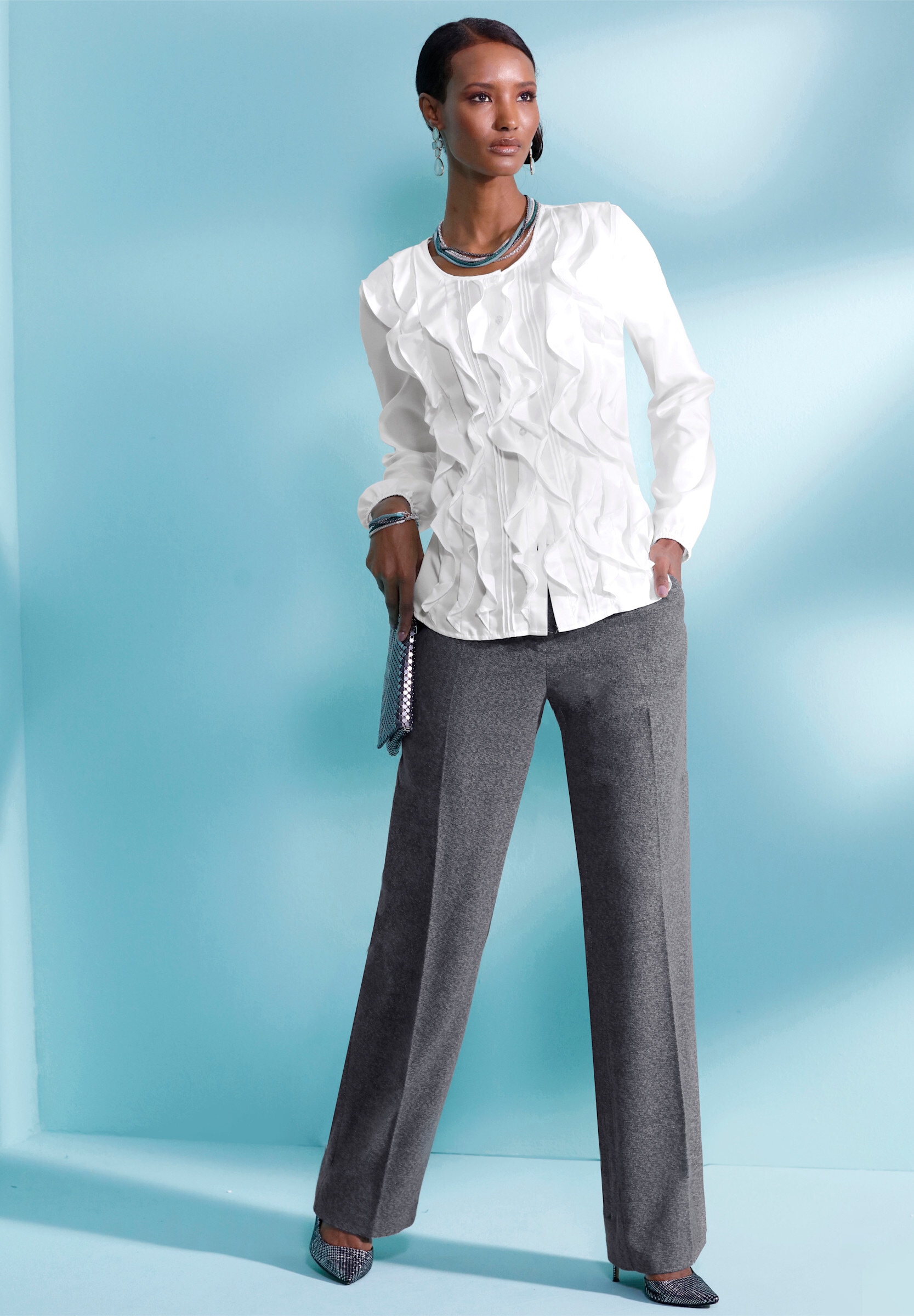 creation L Stoffhose »Hose Bügelfaltenhose in Melange-Look«
