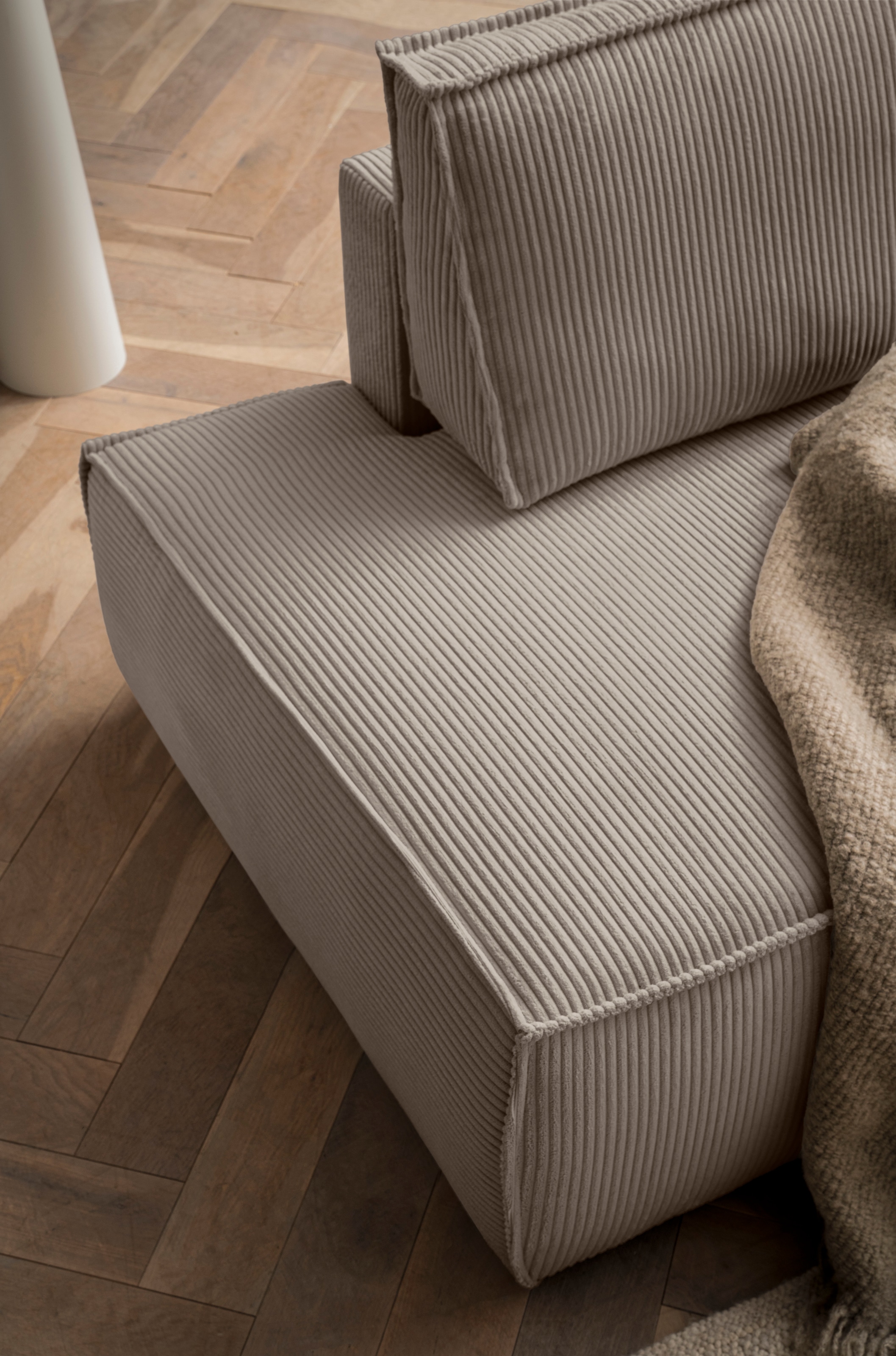 Home affaire Ecksofa »SHERWOOD, Schlafsofa in L-Form offen (275cm), Cord, Leinenoptik«, Schlaffunktion und Bettkasten, Kedernaht, hoher Sitz- & Liegekomfort