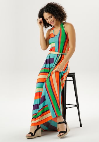 Aniston CASUAL Sommerkleid, (mit Bindegürtel), bunten Längs- und Querstreifen - jedes... kaufen
