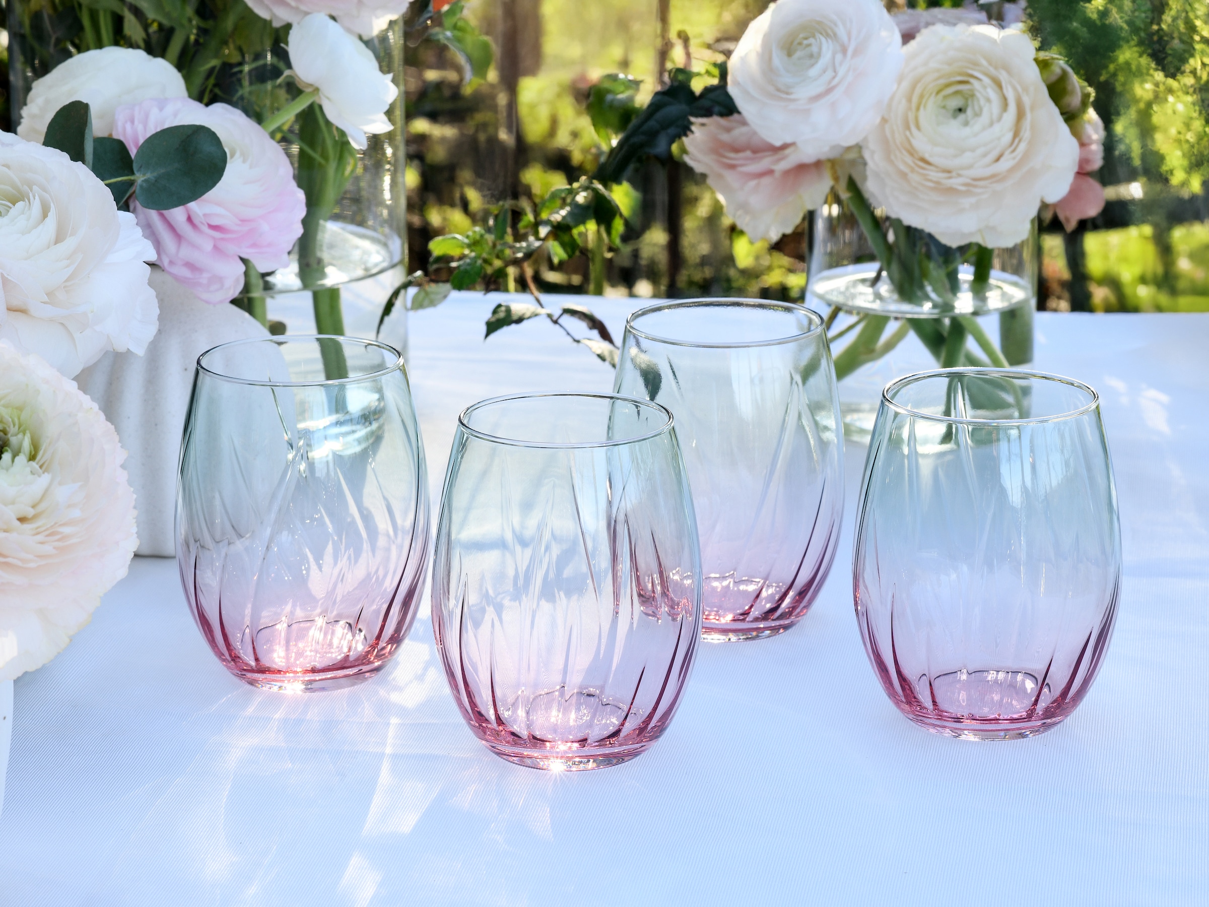 CreaTable Longdrinkglas »Swirly Spring, Longdrinkgläser-Set, 4-tlg.« Rillen Relief, Modern, Sommerlich, Leicht