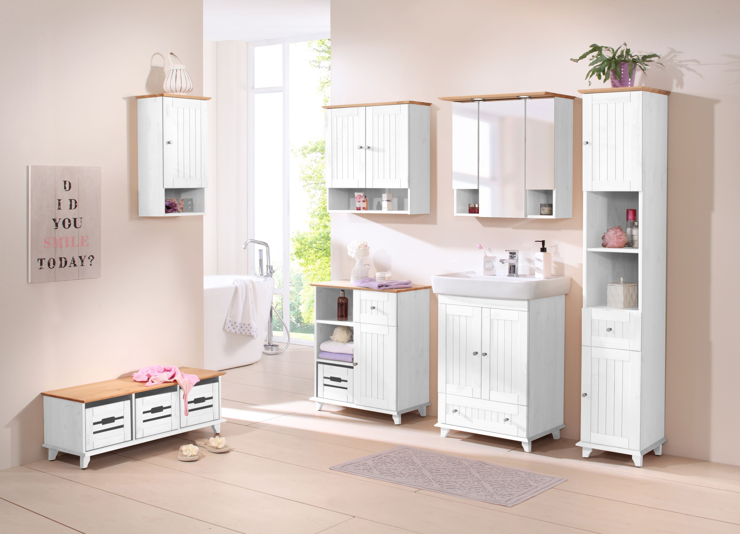 welltime Spiegelschrank »Landhaus Sylt«, Breite 62,5 cm, aus Massivholz