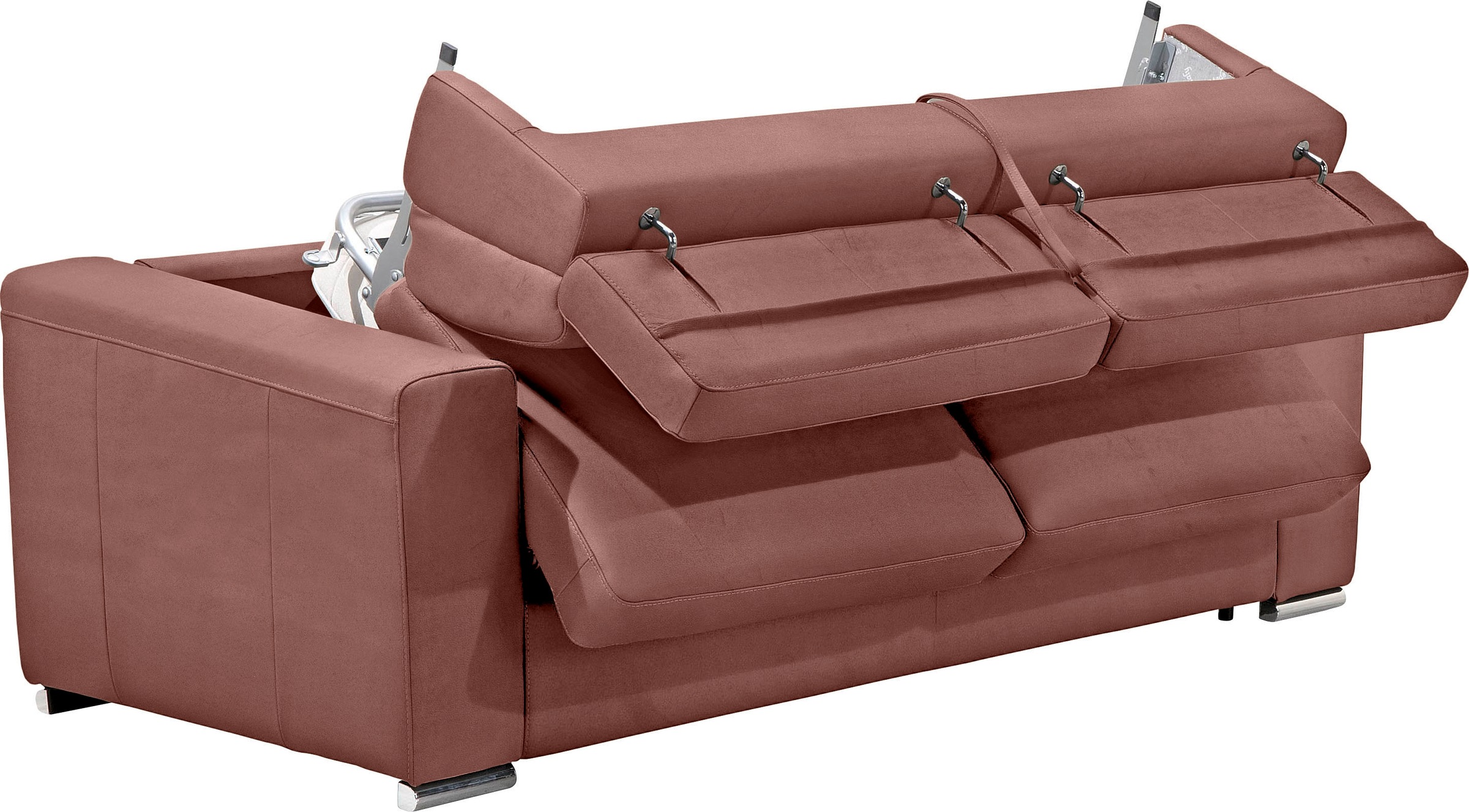 Egoitaliano Schlafsofa »Cabiria, Design und super Sitz- und Liegekomfort«, Sofa inkl. Schlaffunktion, Kopfteile verstellbar, mit Metallfüßen