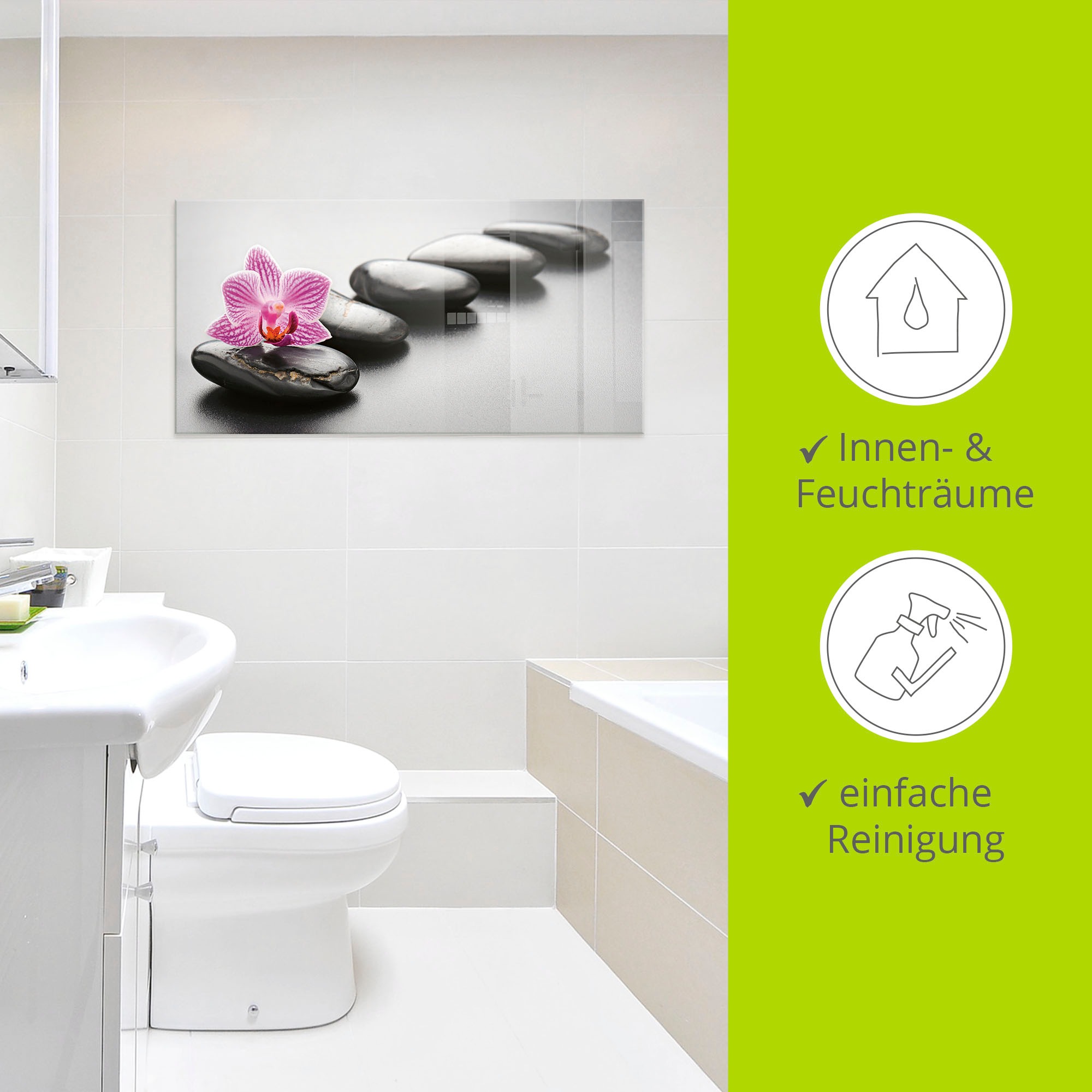 Artland Glasbild »Spa-Konzept mit Zen Steinen und Orchidee«, Zen, (1 St.), in verschiedenen Größen