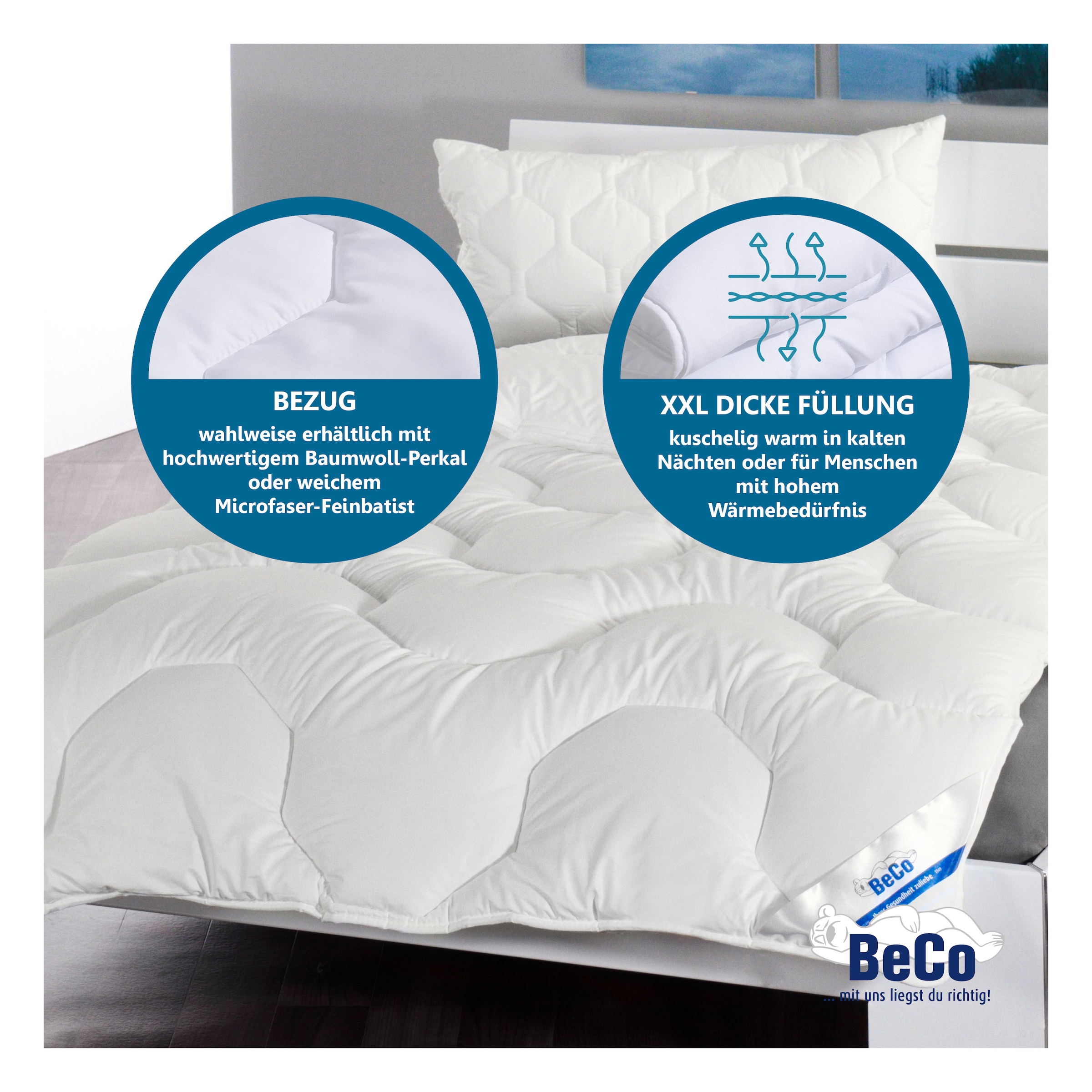Beco Microfaserbettdecke »Wellness XXL, kuschelig dicke Winterdecken« polarwarm Füllung Polyester 1 Stk. tlg. in den Größen 135x200 6 155x220 cm. Hergestellt in EU