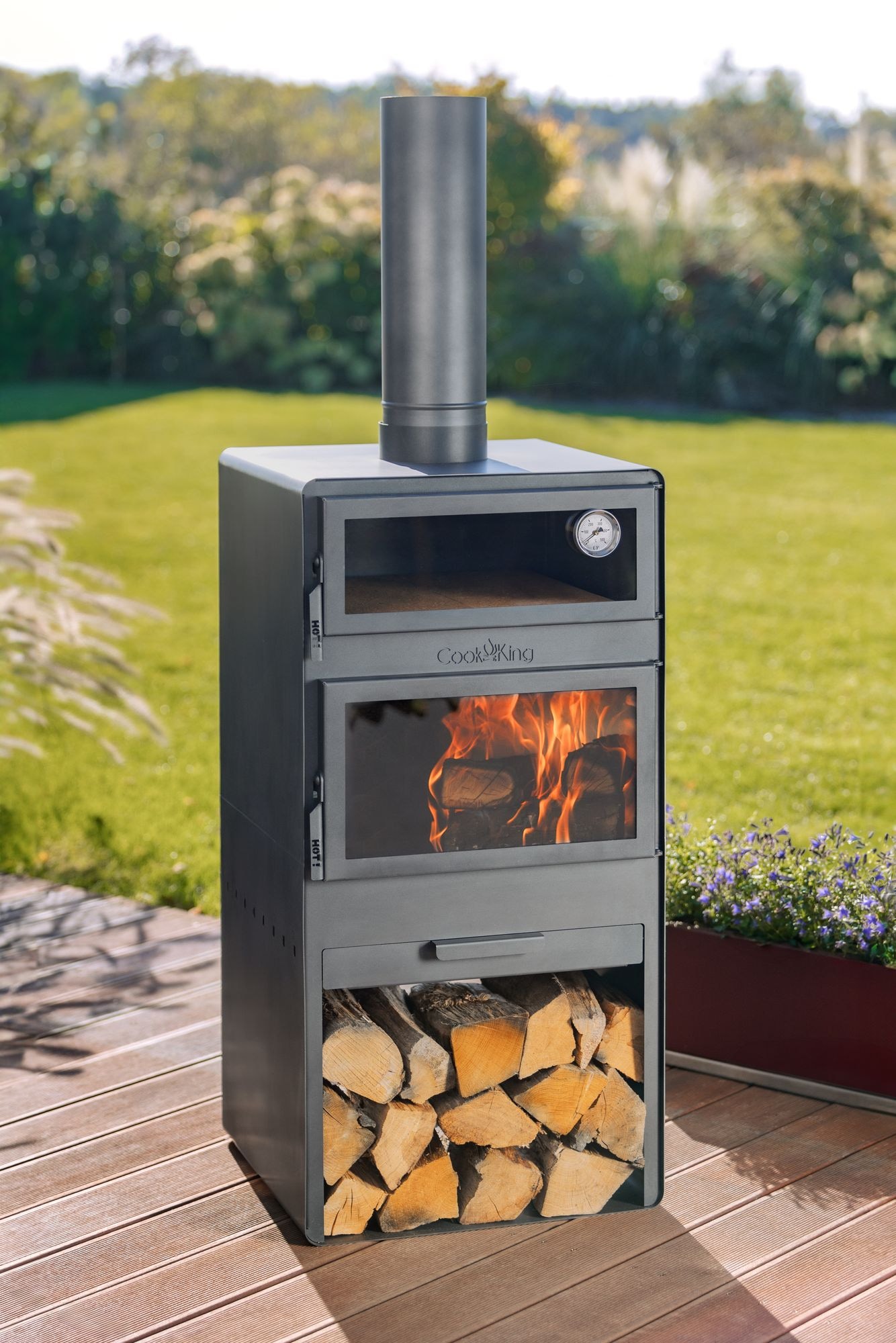 CookKing Grillkamin »Terrassenofen Vento Plus« inkl. Pizzaofen, Stahl, 50x50x150 cm