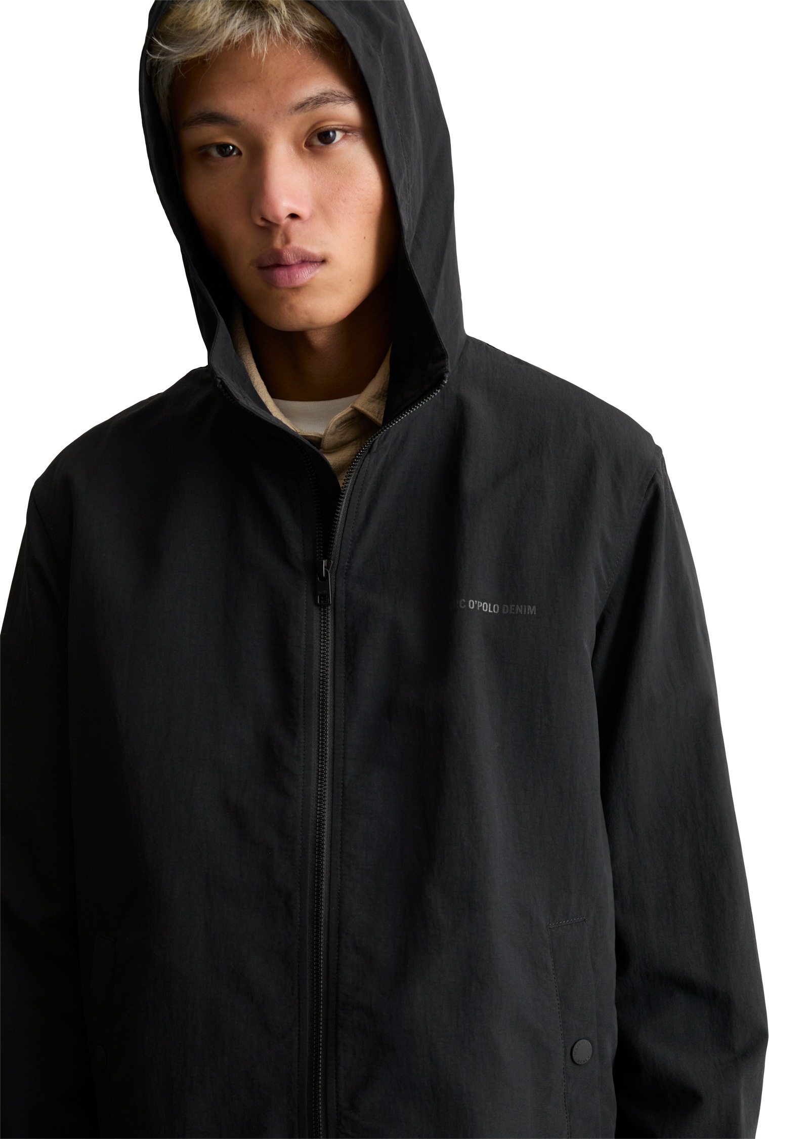 Marc O'Polo DENIM Outdoorjacke mit Kapuze regular aus wasserabweisendem Recycling-Material