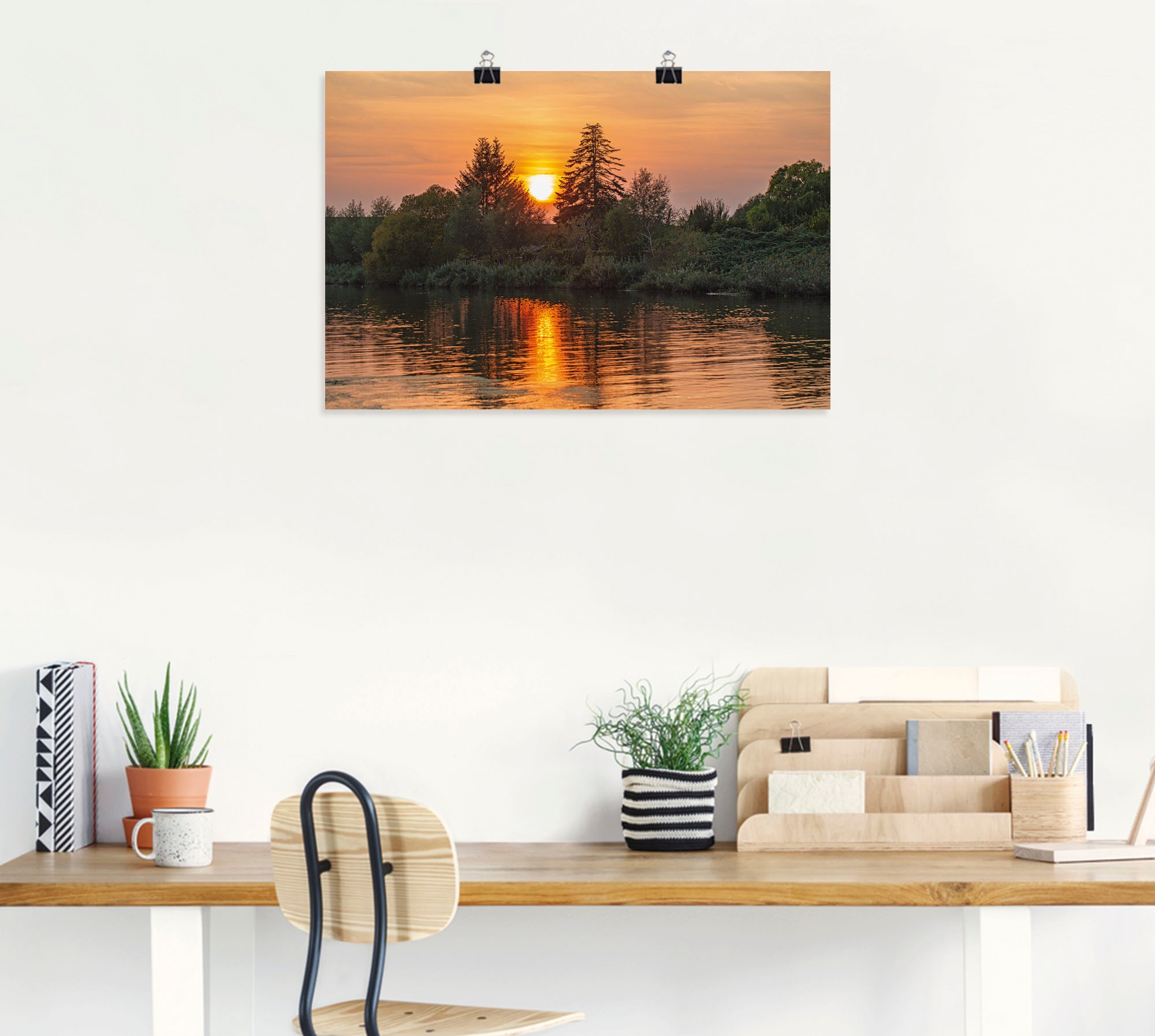 Artland Wandbild »Abendidylle Geniner Ufer Lübeck«, Bilder vom Sonnenuntergang & -aufgang (1 Stück), in vielen Größen & Produktarten - Alubild/Outdoorbild, Leinwandbild, Poster, Wandaufkleber/Wandtattoo auch für Badezimmer geeignet