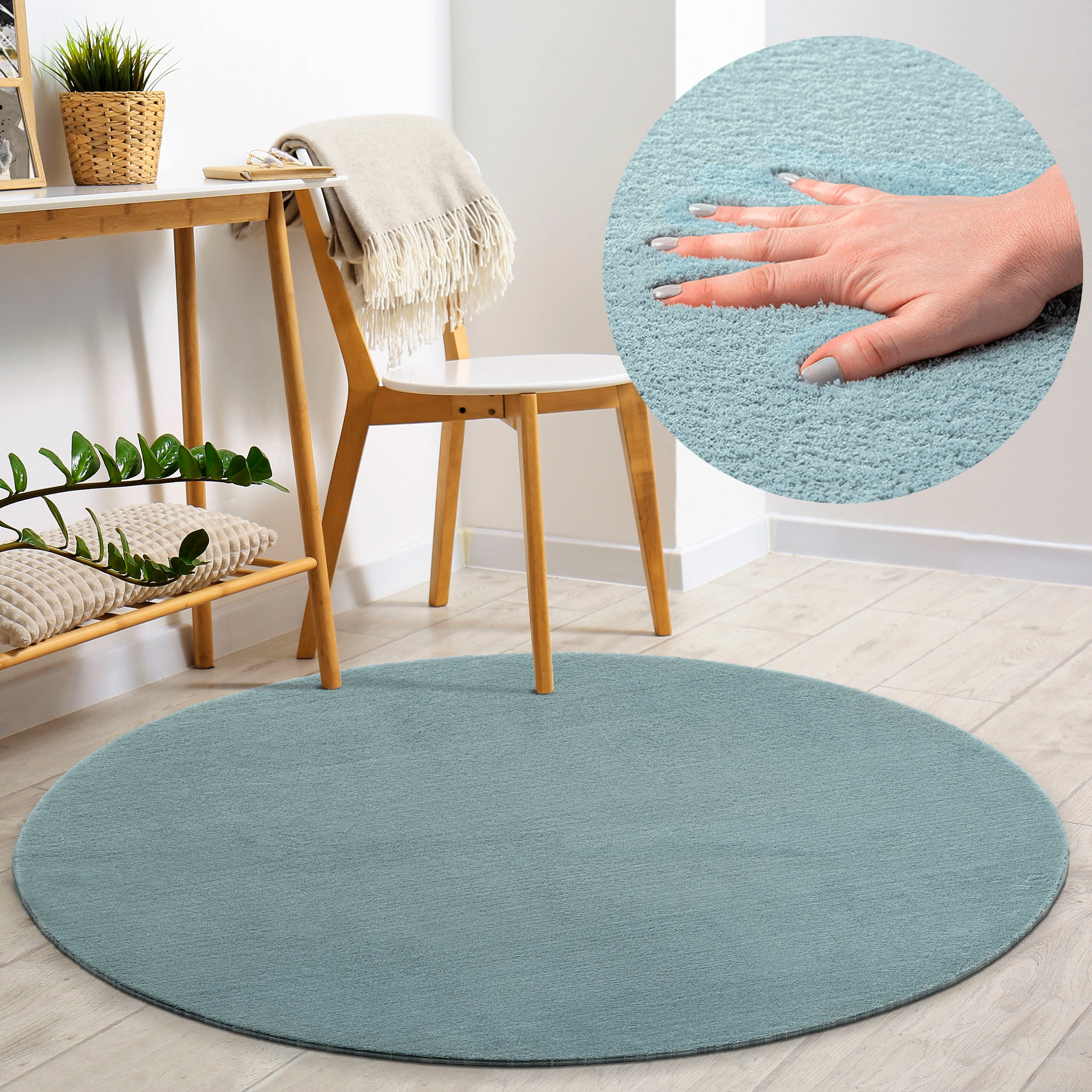 merinos Teppich »Loft 37«, rund, 16 mm Höhe, Kunstfellteppich besonders weich und kuschelig, Fell Haptik