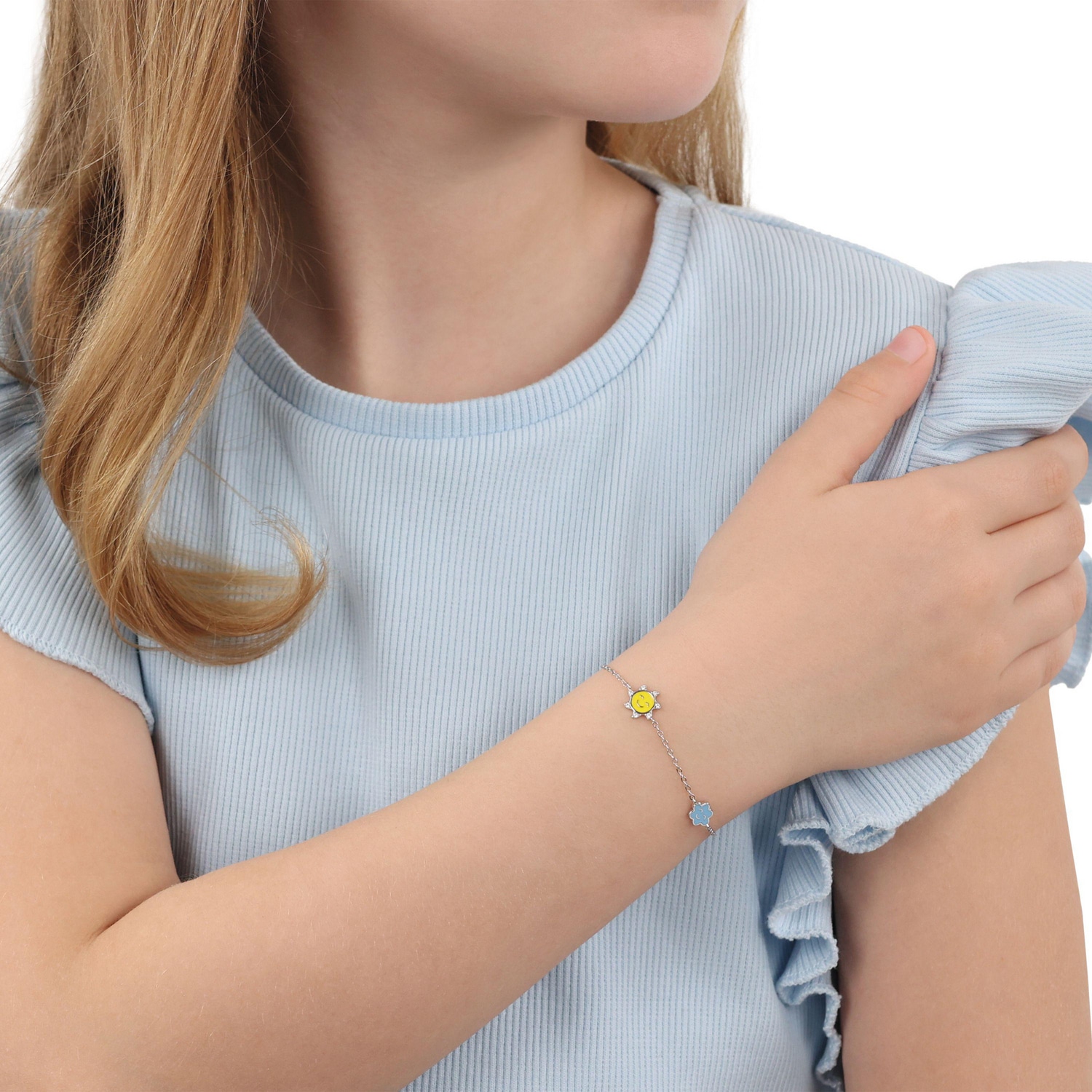 Prinzessin Lillifee Silberarmband »Sonne und Blume mit glücklichem Gesicht« mit Zirkonia (synth.)   - Emaille