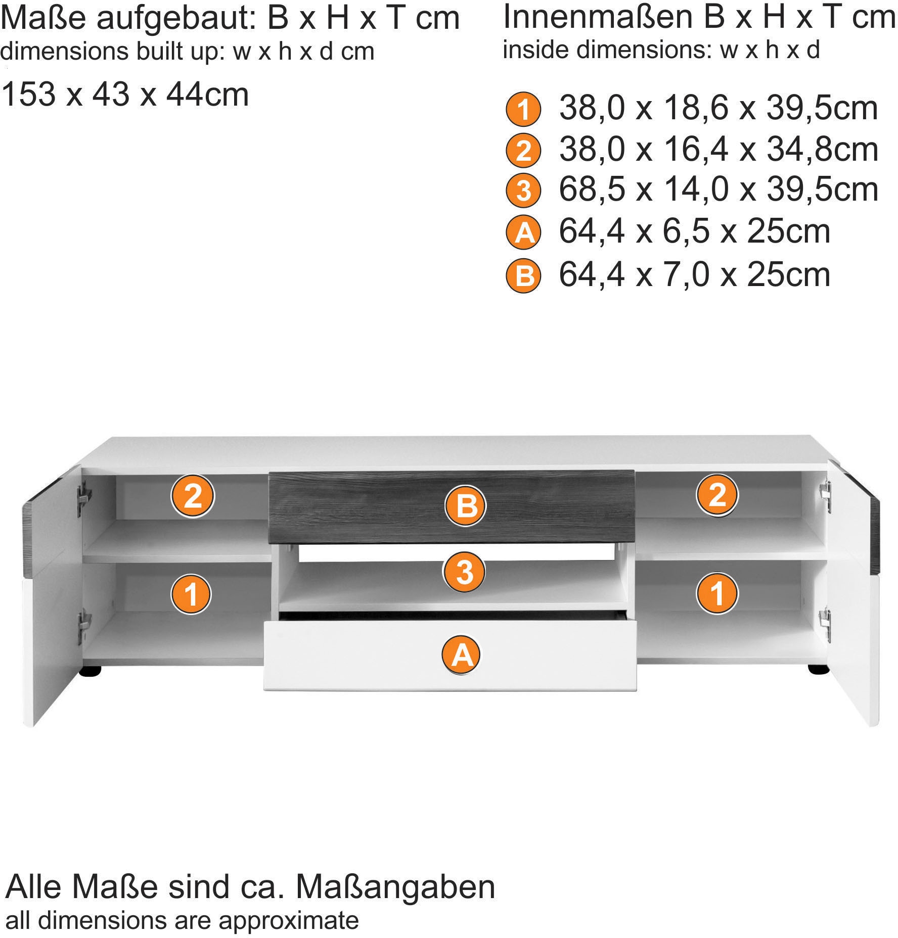 INOSIGN TV-Schrank »Taormina«, TV-Lowboard, Hochglanz mit eleganter Blende, Breite 153 cm