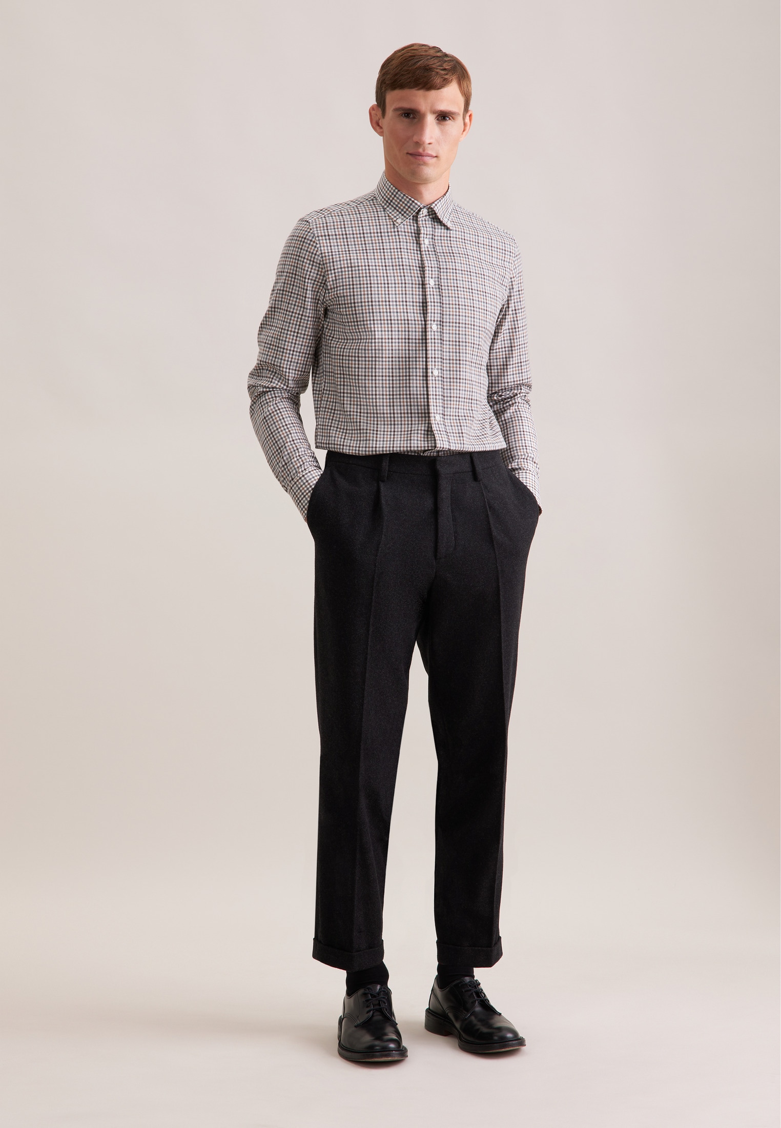 seidensticker Flanellhemd »Schwarze Rose« Slim 1/1 Button-Down-Kragen Karo