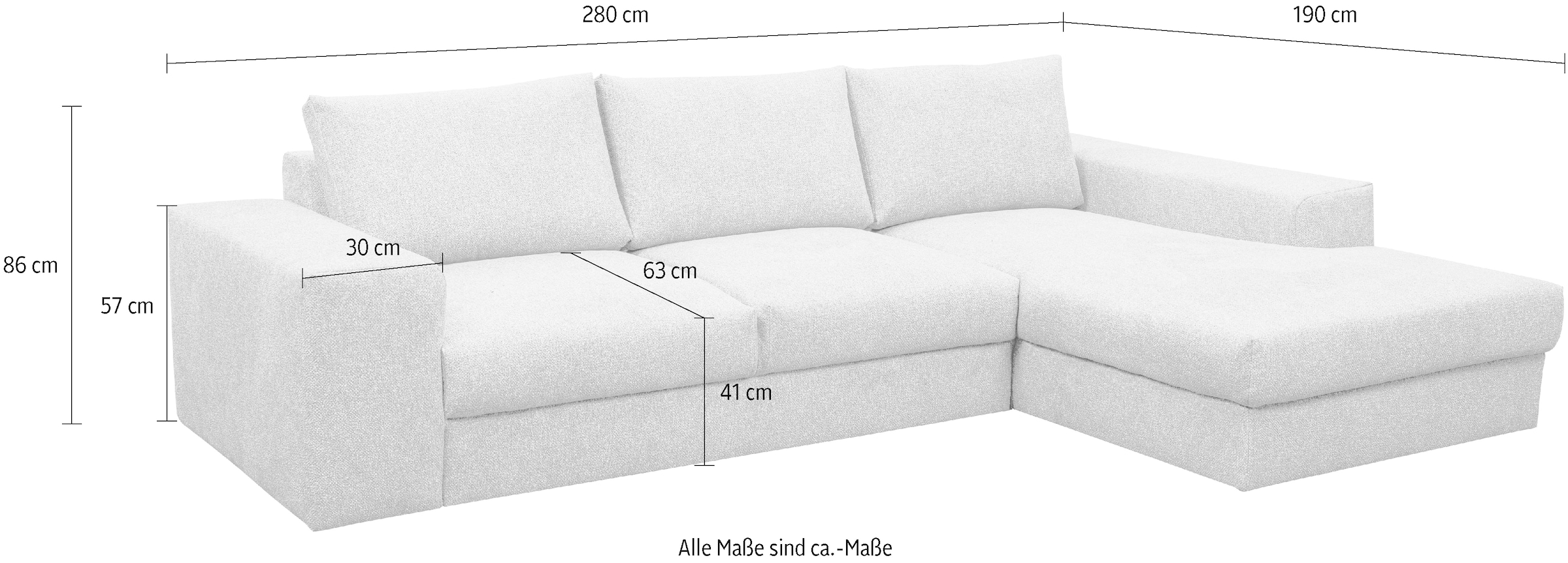 WERK2 Ecksofa »Rozzana Design Ecksofa mit hohem Komfort, zeitlos & elegant, L-Form,«, in kuschelweichen Trendstoffen Cord, Breitcord und Plüsch
