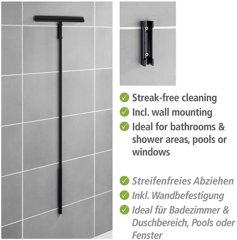 WENKO Wasserabzieher »Modell Rosole«, Boden- und Fensterwischer mit Wandhalter, Edelstahl, 40 cm Wischbreite