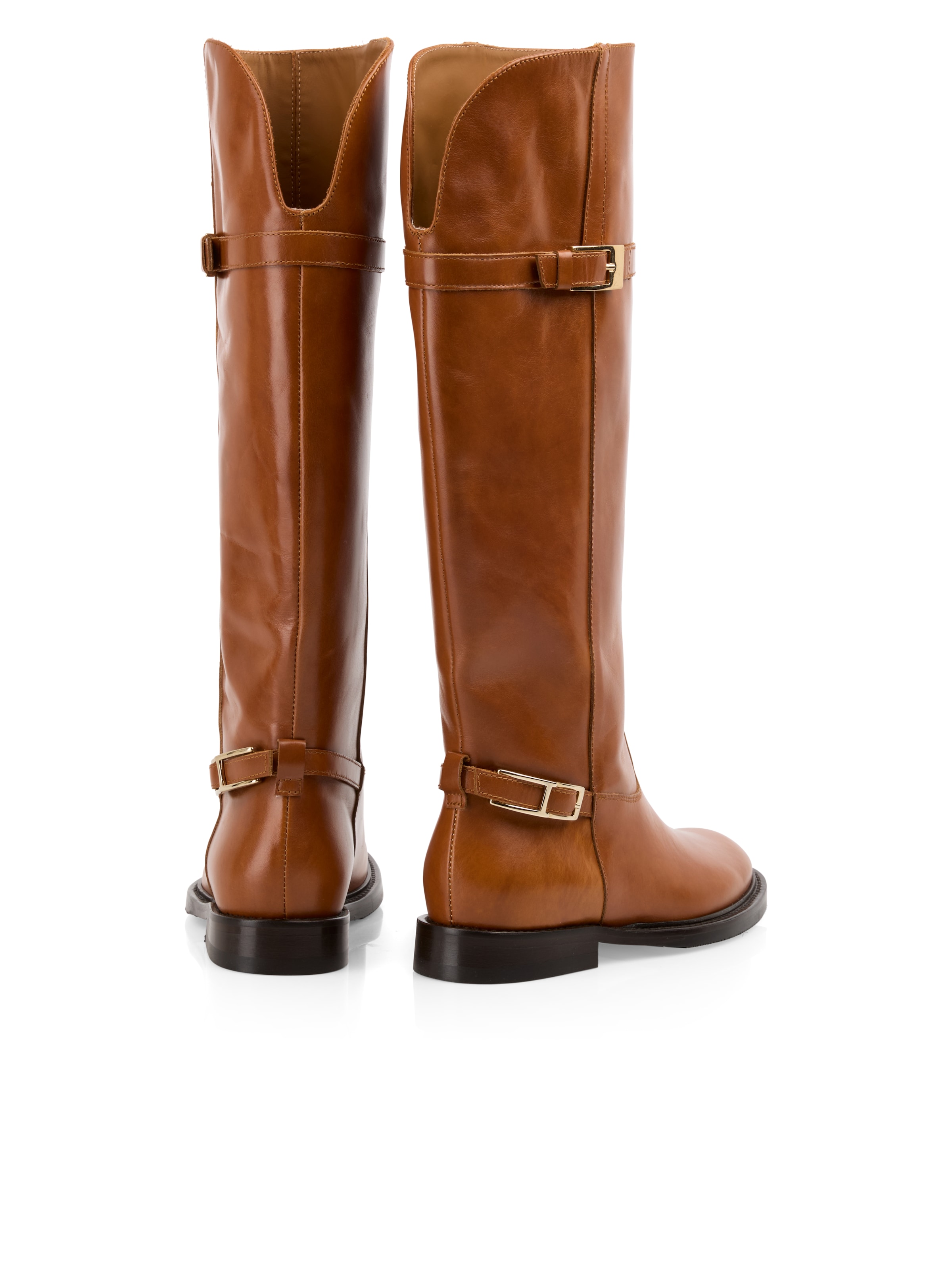 Marc Cain Schlupfstiefel  Blockabsatz, Langschaftstiefel mit Zierschnallen und Ziernähten